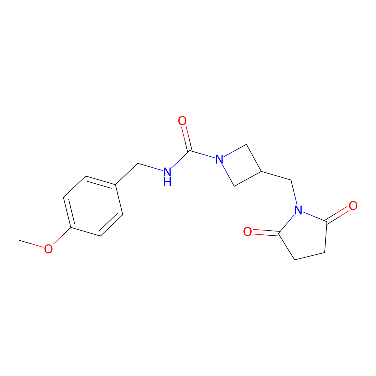 3-[(2,5-dioxopyrrolidin-1-yl)methyl]-N-[(4-methoxyphenyl)methyl]azetidine-1-carboxamide molecular structure, CAS 2320572-57-2