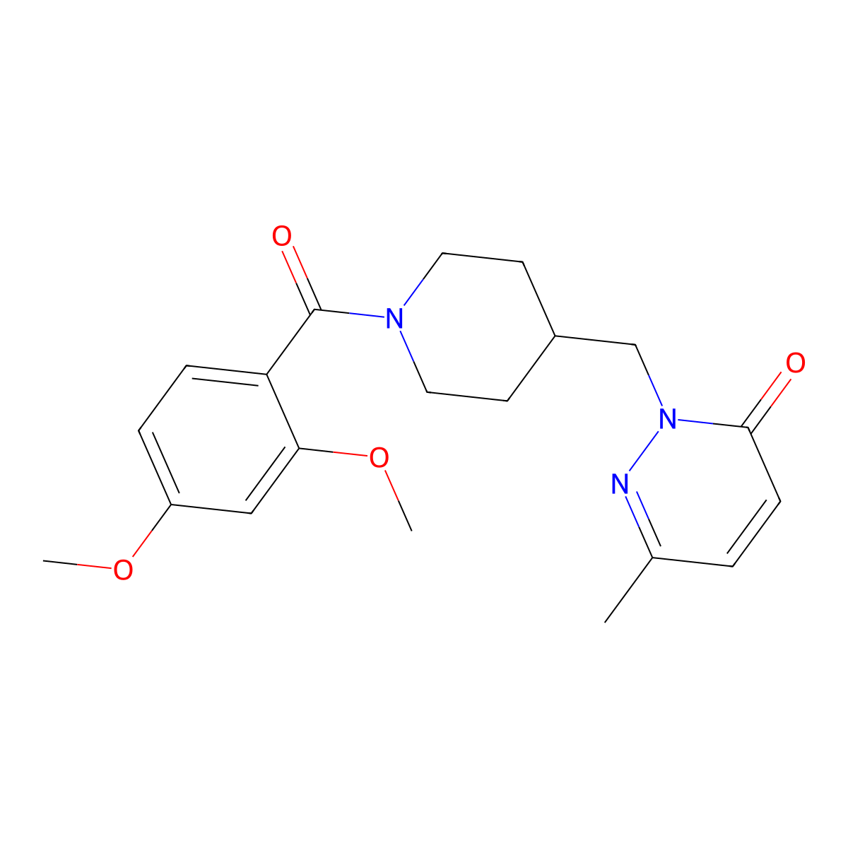 2-{[1-(2,4-Dimethoxybenzoyl)piperidin-4-yl]methyl}-6-methyl-2,3-dihydropyridazin-3-one molecular structure, CAS 2320573-40-6
