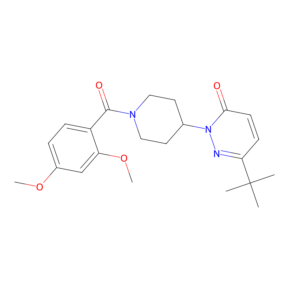 6-Tert-butyl-2-[1-(2,4-dimethoxybenzoyl)piperidin-4-yl]-2,3-dihydropyridazin-3-one molecular structure, CAS 2320573-50-8