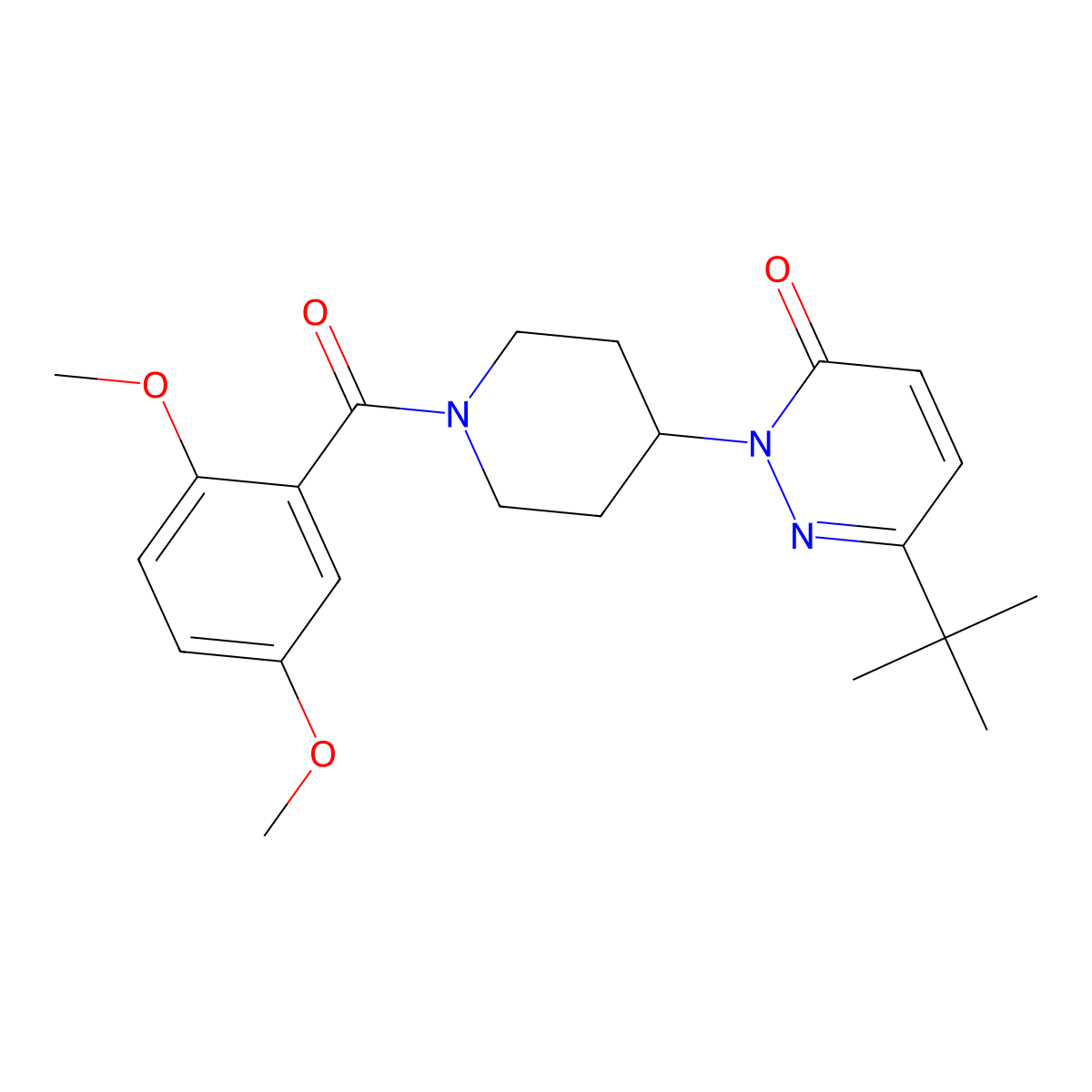 6-Tert-butyl-2-[1-(2,5-dimethoxybenzoyl)piperidin-4-yl]-2,3-dihydropyridazin-3-one molecular structure, CAS 2320573-56-4
