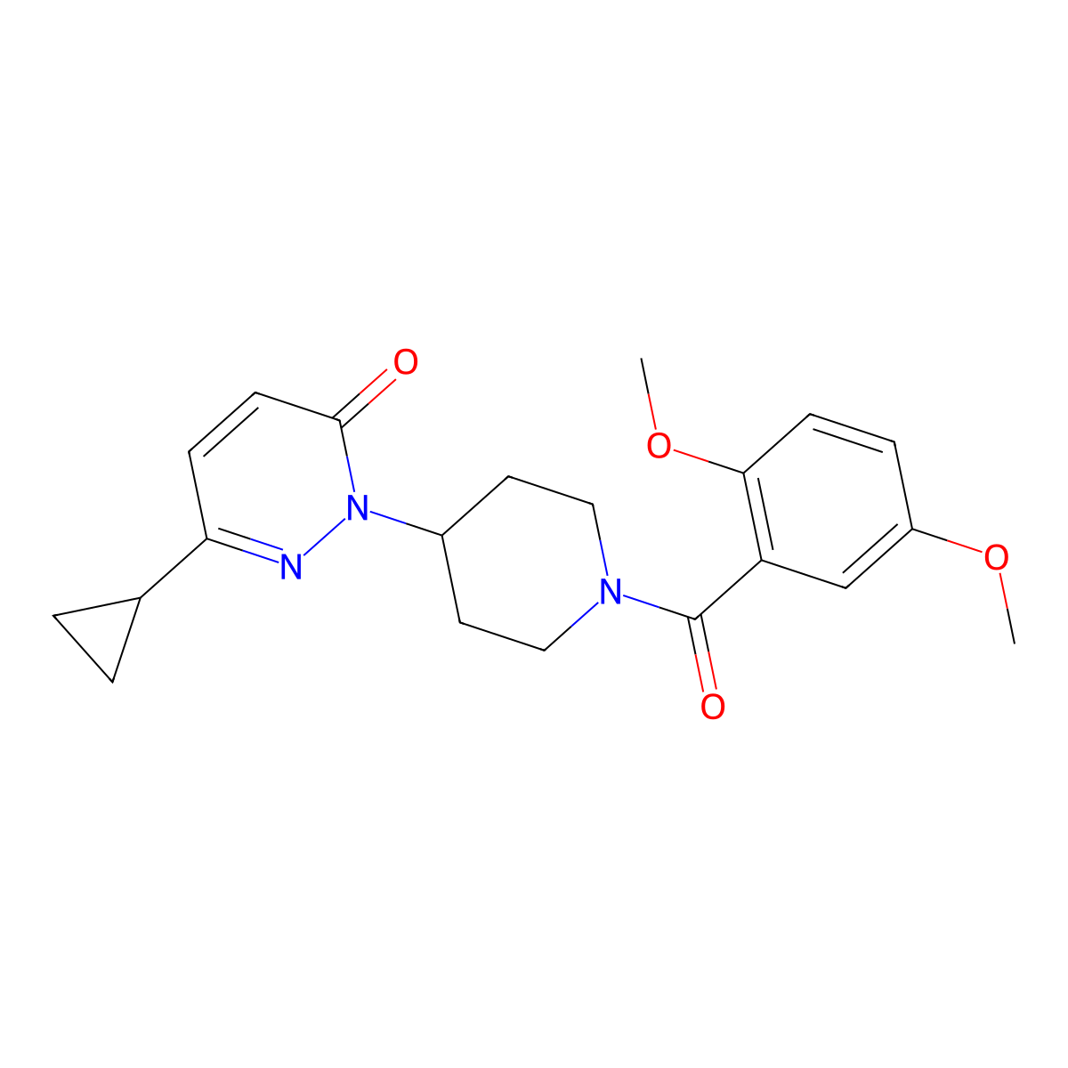 6-Cyclopropyl-2-[1-(2,5-dimethoxybenzoyl)piperidin-4-yl]-2,3-dihydropyridazin-3-one molecular structure, CAS 2320573-99-5