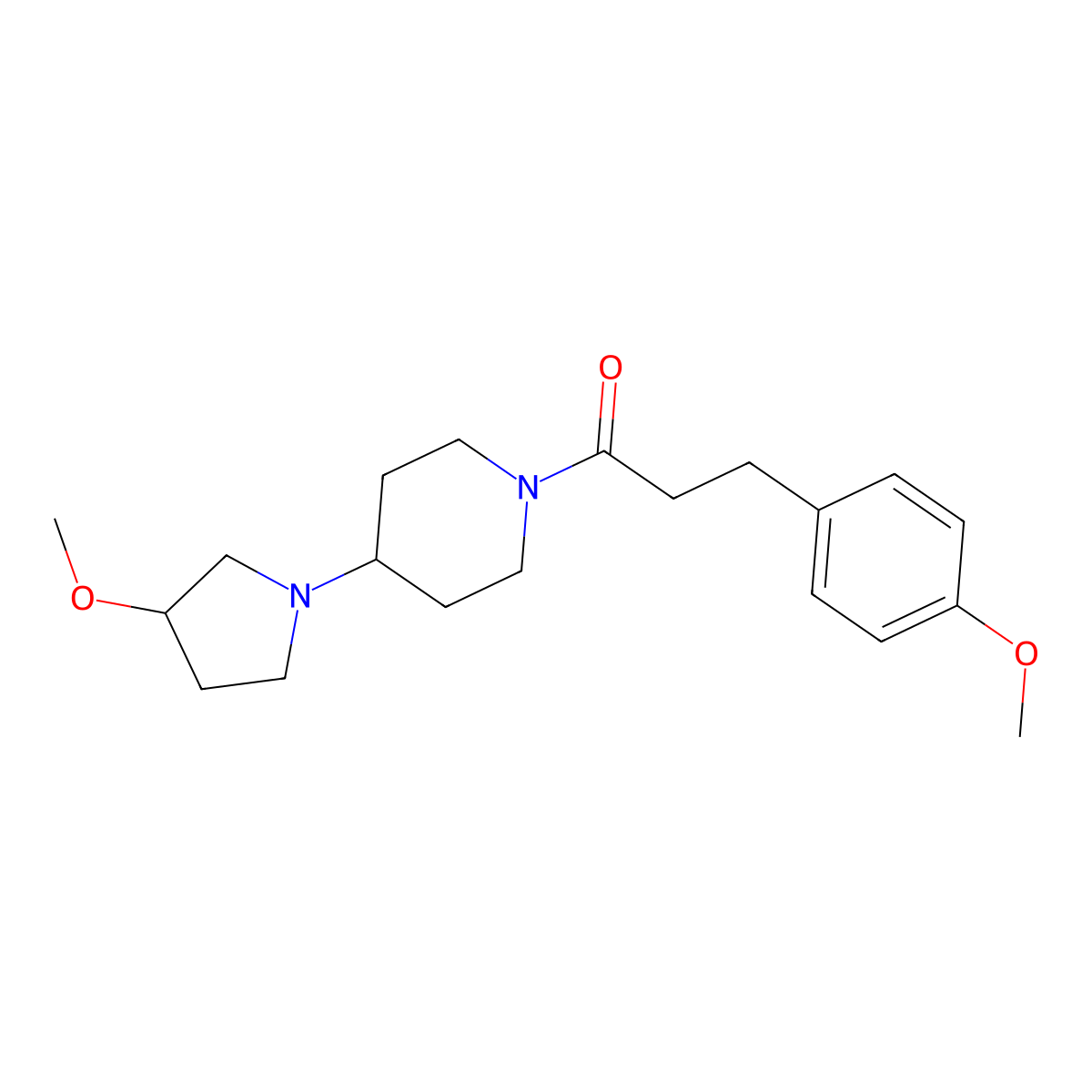 3-(4-Methoxyphenyl)-1-[4-(3-methoxypyrrolidin-1-yl)piperidin-1-yl]propan-1-one molecular structure, CAS 2320574-15-8