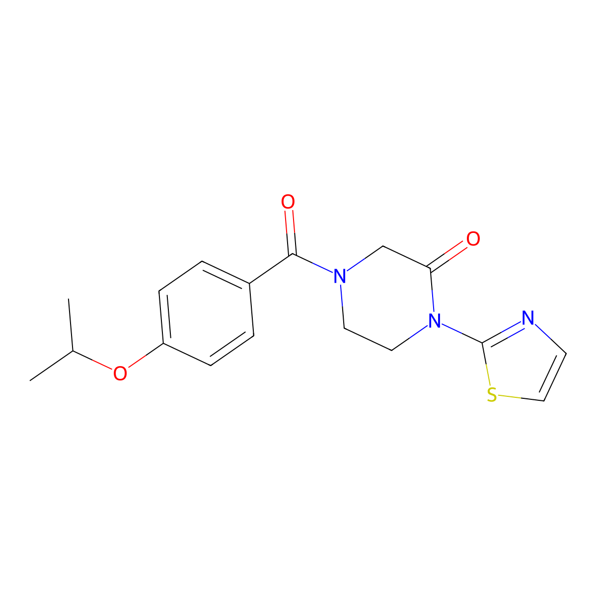 4-[4-(Propan-2-yloxy)benzoyl]-1-(1,3-thiazol-2-yl)piperazin-2-one molecular structure, CAS 2320574-16-9
