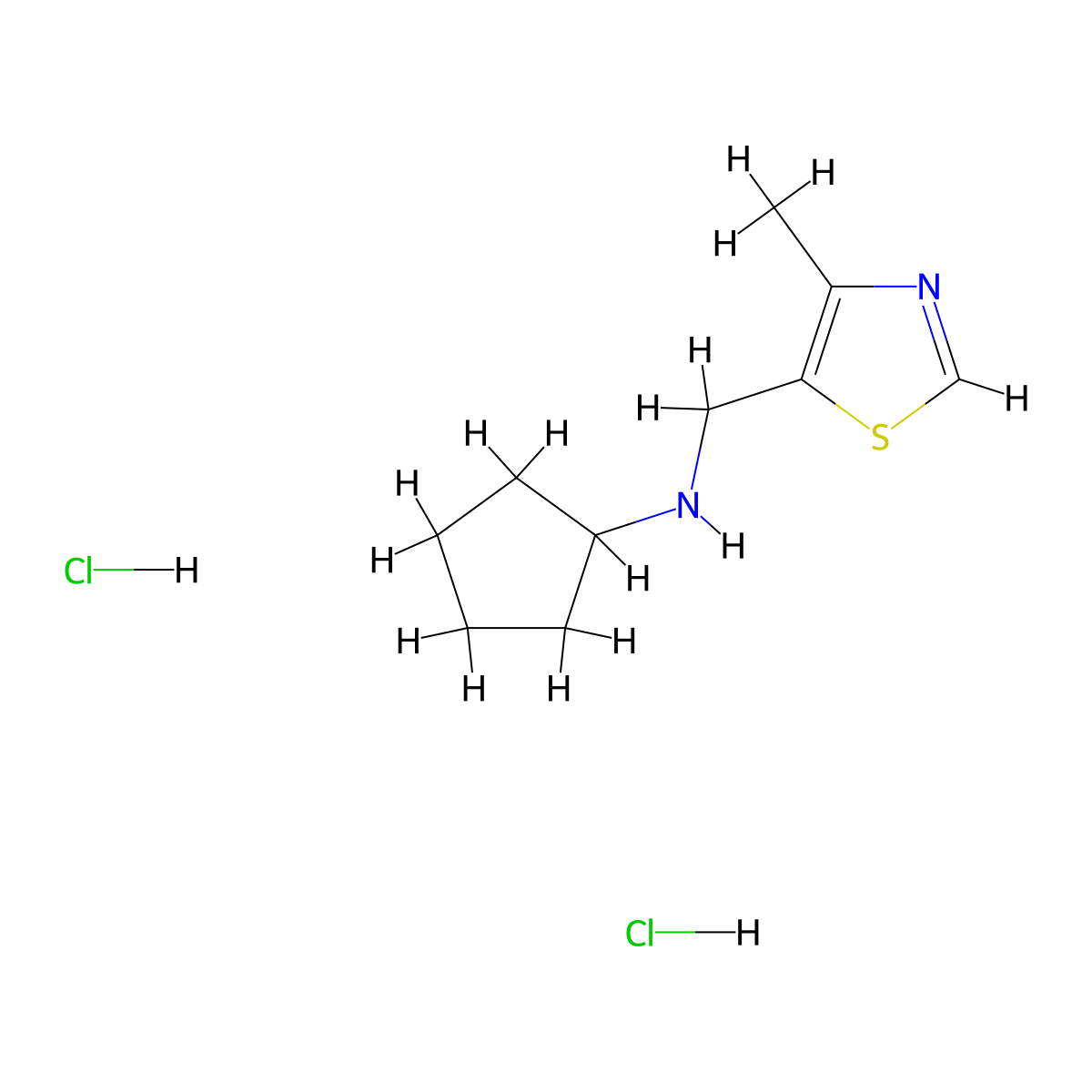 N-((4-methylthiazol-5-yl)methyl)cyclopentanamine dihydrochloride molecular structure, CAS 2320574-18-1
