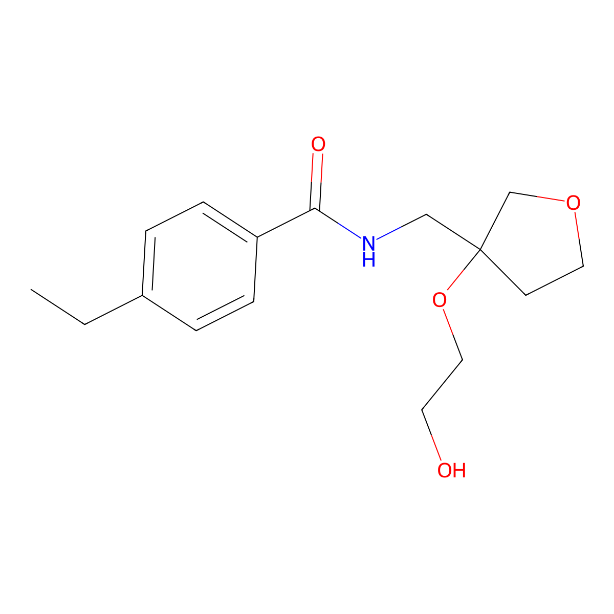 4-ethyl-N-{[3-(2-hydroxyethoxy)oxolan-3-yl]methyl}benzamide molecular structure, CAS 2320574-21-6