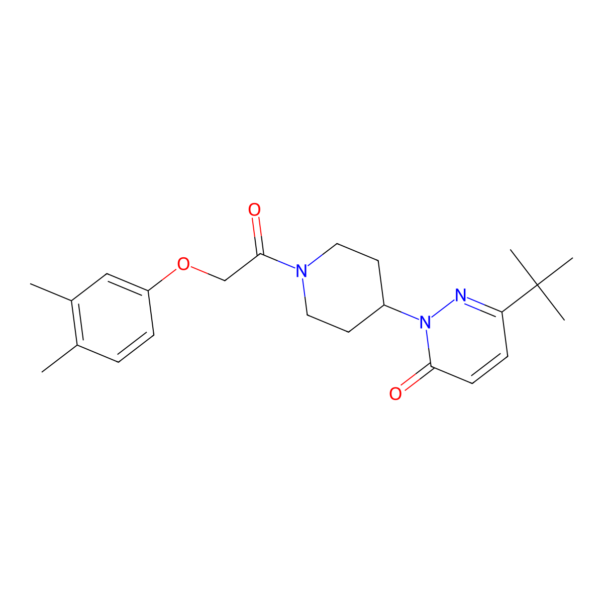 6-Tert-butyl-2-{1-[2-(3,4-dimethylphenoxy)acetyl]piperidin-4-yl}-2,3-dihydropyridazin-3-one molecular structure, CAS 2320574-32-9