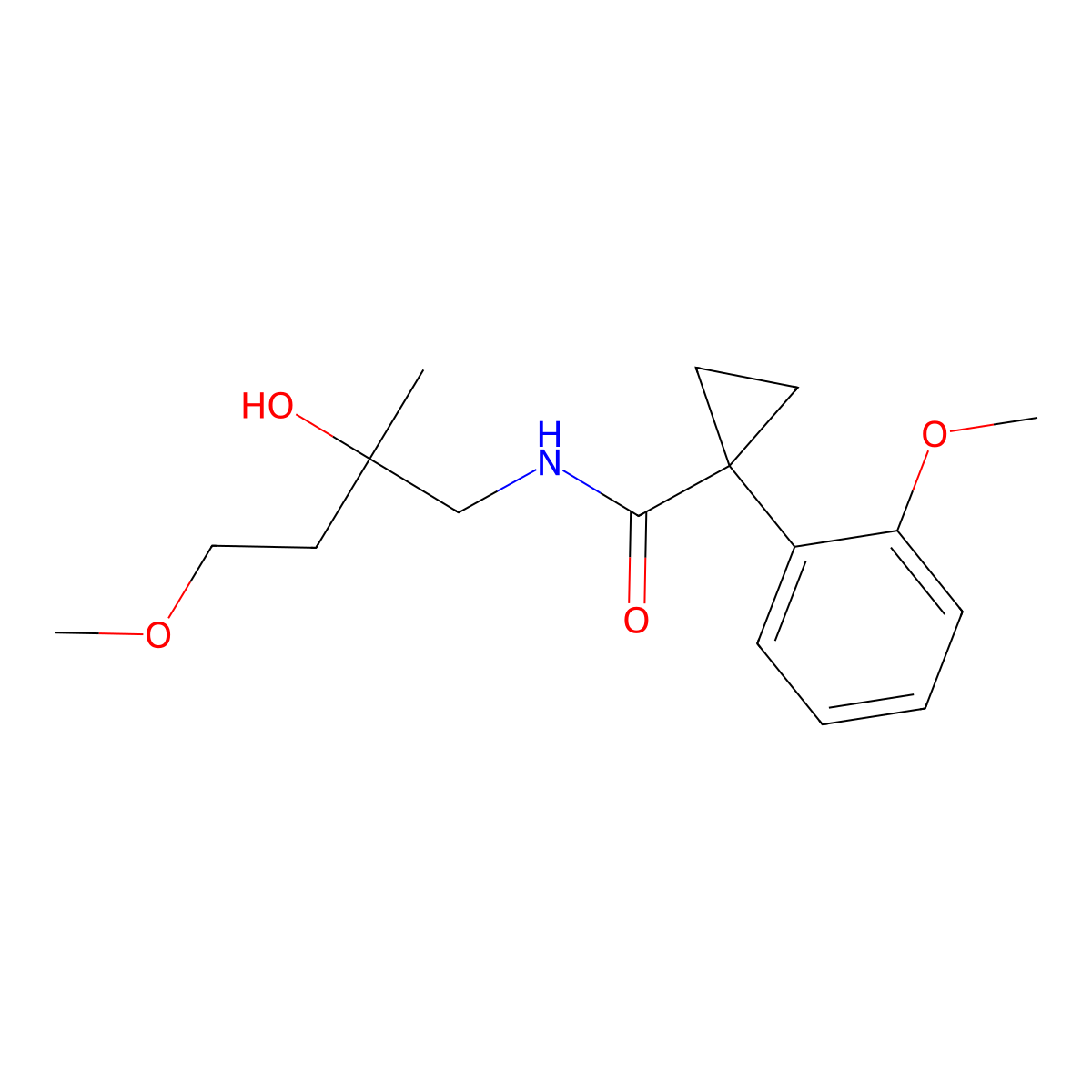 N-(2-hydroxy-4-methoxy-2-methylbutyl)-1-(2-methoxyphenyl)cyclopropane-1-carboxamide molecular structure, CAS 2320574-37-4