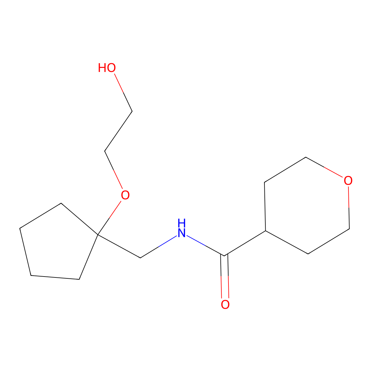 N-{[1-(2-hydroxyethoxy)cyclopentyl]methyl}oxane-4-carboxamide molecular structure, CAS 2320574-39-6