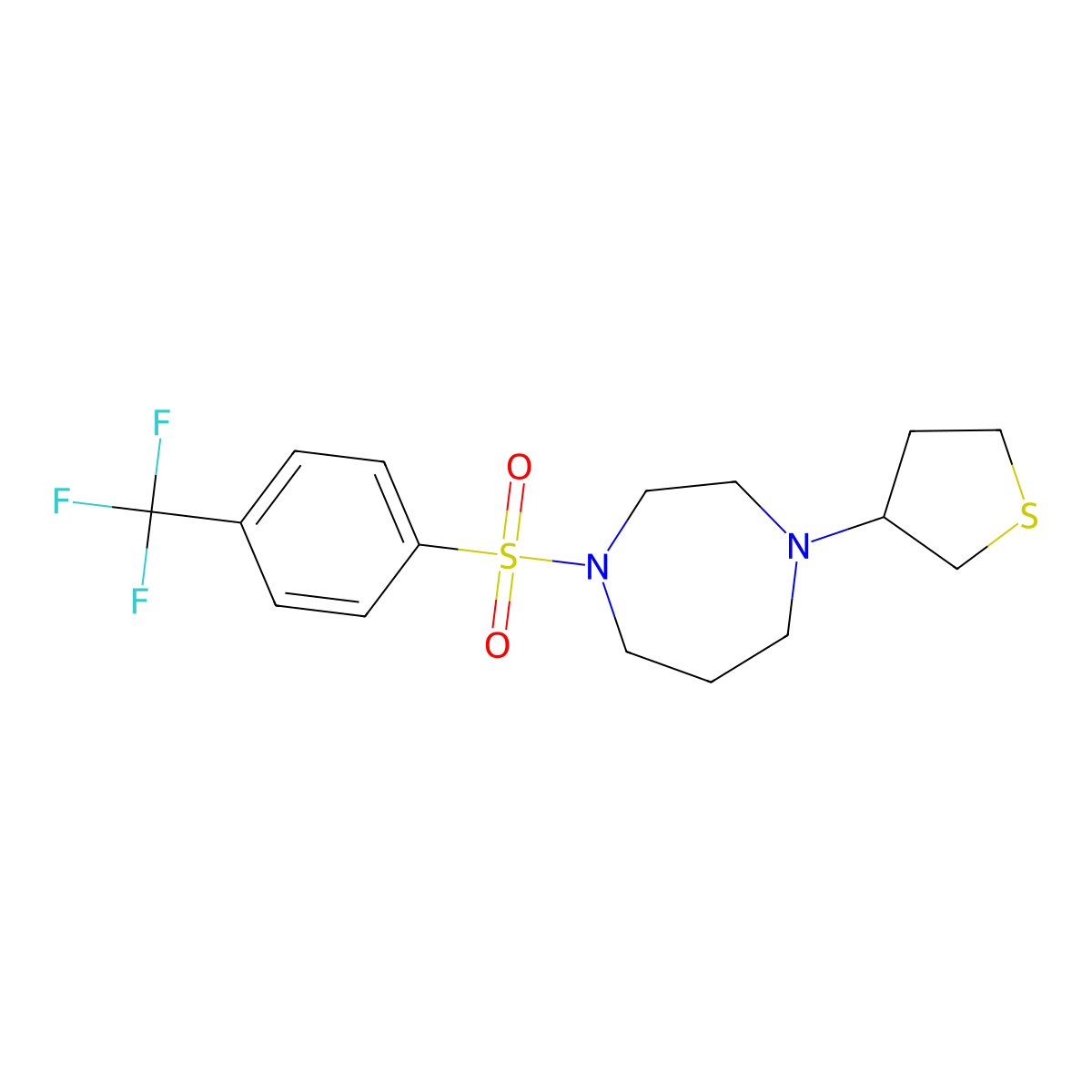 1-(Thiolan-3-yl)-4-[4-(trifluoromethyl)benzenesulfonyl]-1,4-diazepane molecular structure, CAS 2320574-41-0