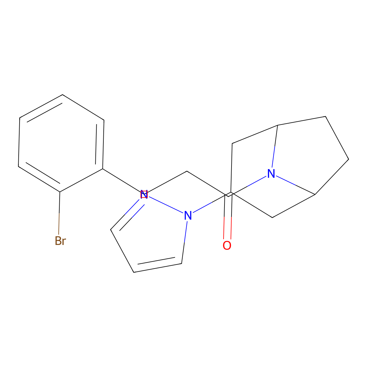 3-(2-bromophenyl)-1-[3-(1H-pyrazol-1-yl)-8-azabicyclo[3.2.1]octan-8-yl]propan-1-one molecular structure, CAS 2320574-55-6