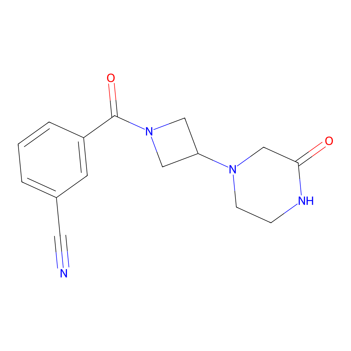 3-[3-(3-Oxopiperazin-1-yl)azetidine-1-carbonyl]benzonitrile molecular structure, CAS 2320574-59-0