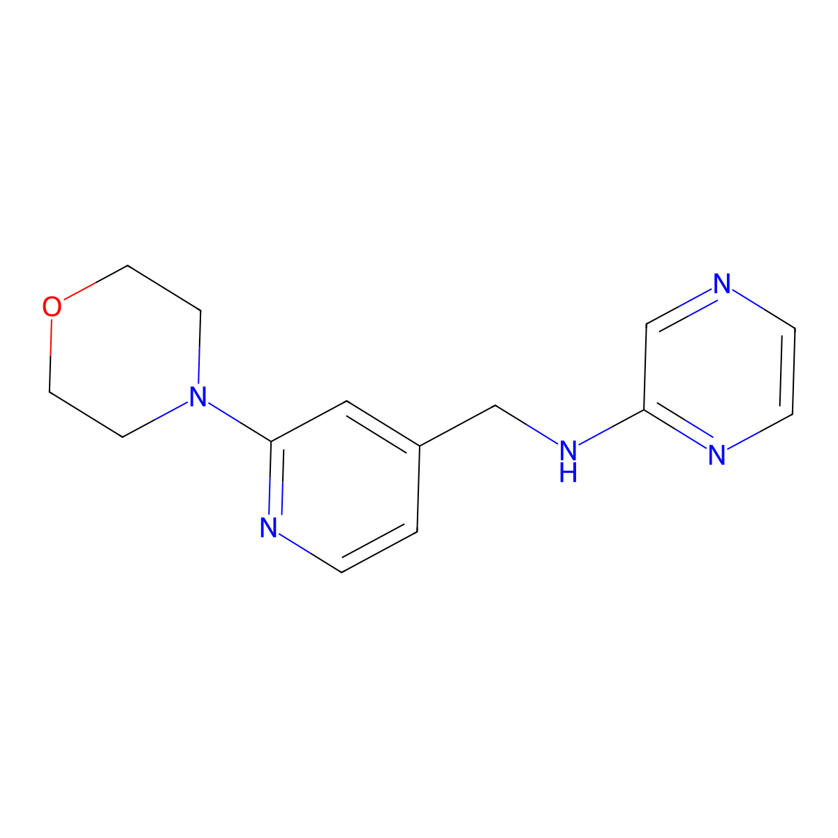 N-((2-morpholinopyridin-4-yl)methyl)pyrazin-2-amine molecular structure, CAS 2320574-67-0