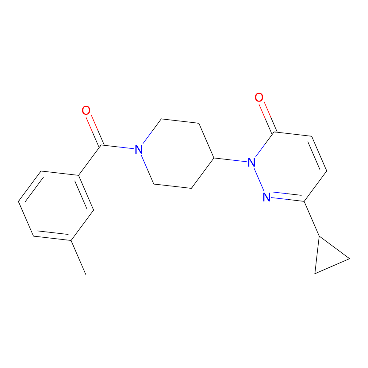 6-Cyclopropyl-2-[1-(3-methylbenzoyl)piperidin-4-yl]-2,3-dihydropyridazin-3-one molecular structure, CAS 2320574-76-1