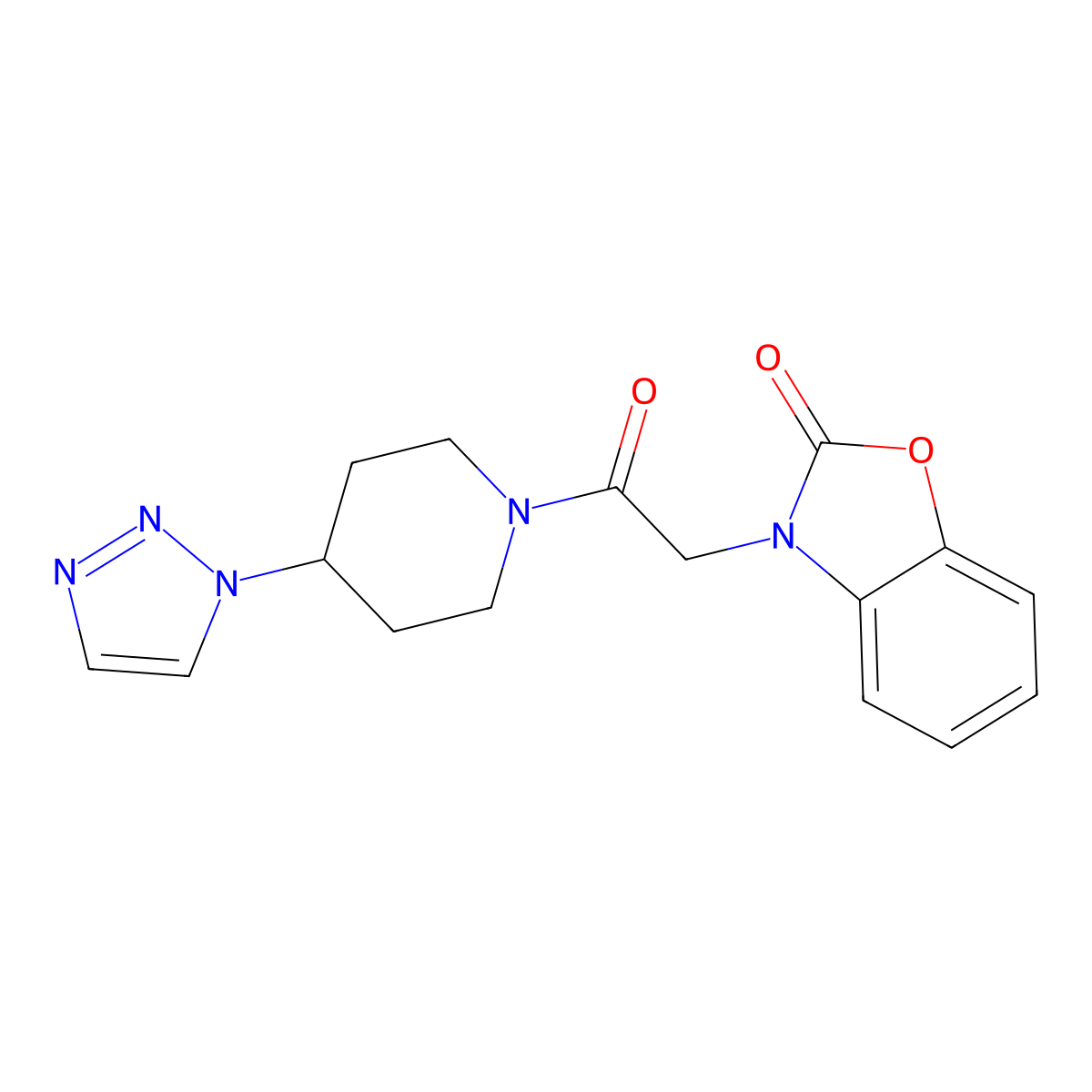 3-(2-(4-(1H-1,2,3-triazol-1-yl)piperidin-1-yl)-2-oxoethyl)benzo[d]oxazol-2(3H)-one molecular structure, CAS 2320574-94-3