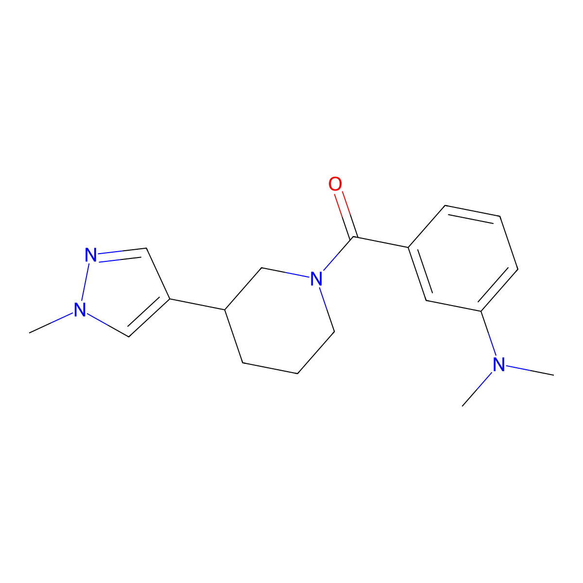 N,N-dimethyl-3-[3-(1-methyl-1H-pyrazol-4-yl)piperidine-1-carbonyl]aniline molecular structure, CAS 2320575-01-5