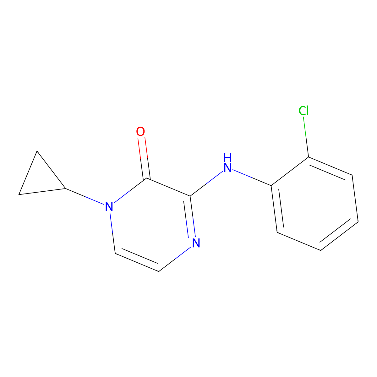 3-[(2-Chlorophenyl)amino]-1-cyclopropyl-1,2-dihydropyrazin-2-one molecular structure, CAS 2320575-17-3