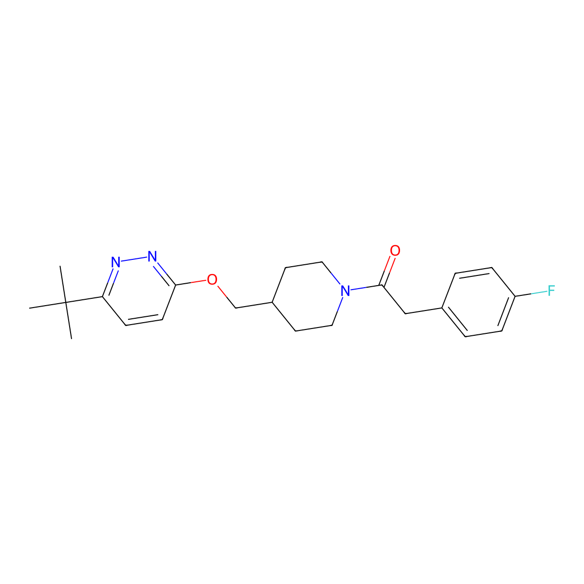 1-(4-{[(6-Tert-butylpyridazin-3-yl)oxy]methyl}piperidin-1-yl)-2-(4-fluorophenyl)ethan-1-one molecular structure, CAS 2320575-31-1