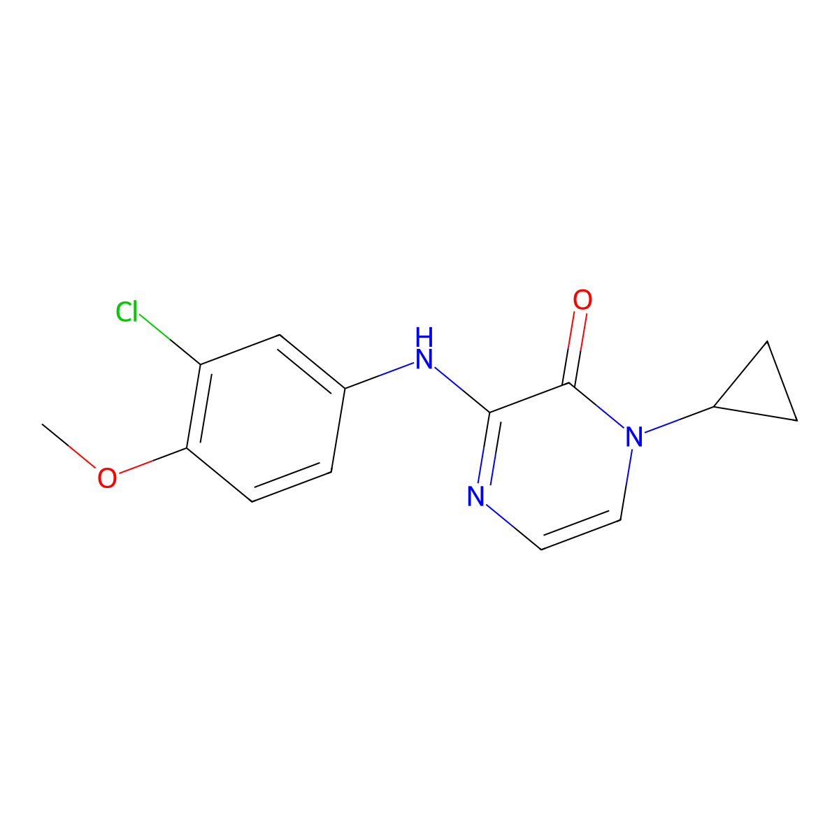 3-[(3-Chloro-4-methoxyphenyl)amino]-1-cyclopropyl-1,2-dihydropyrazin-2-one molecular structure, CAS 2320575-84-4