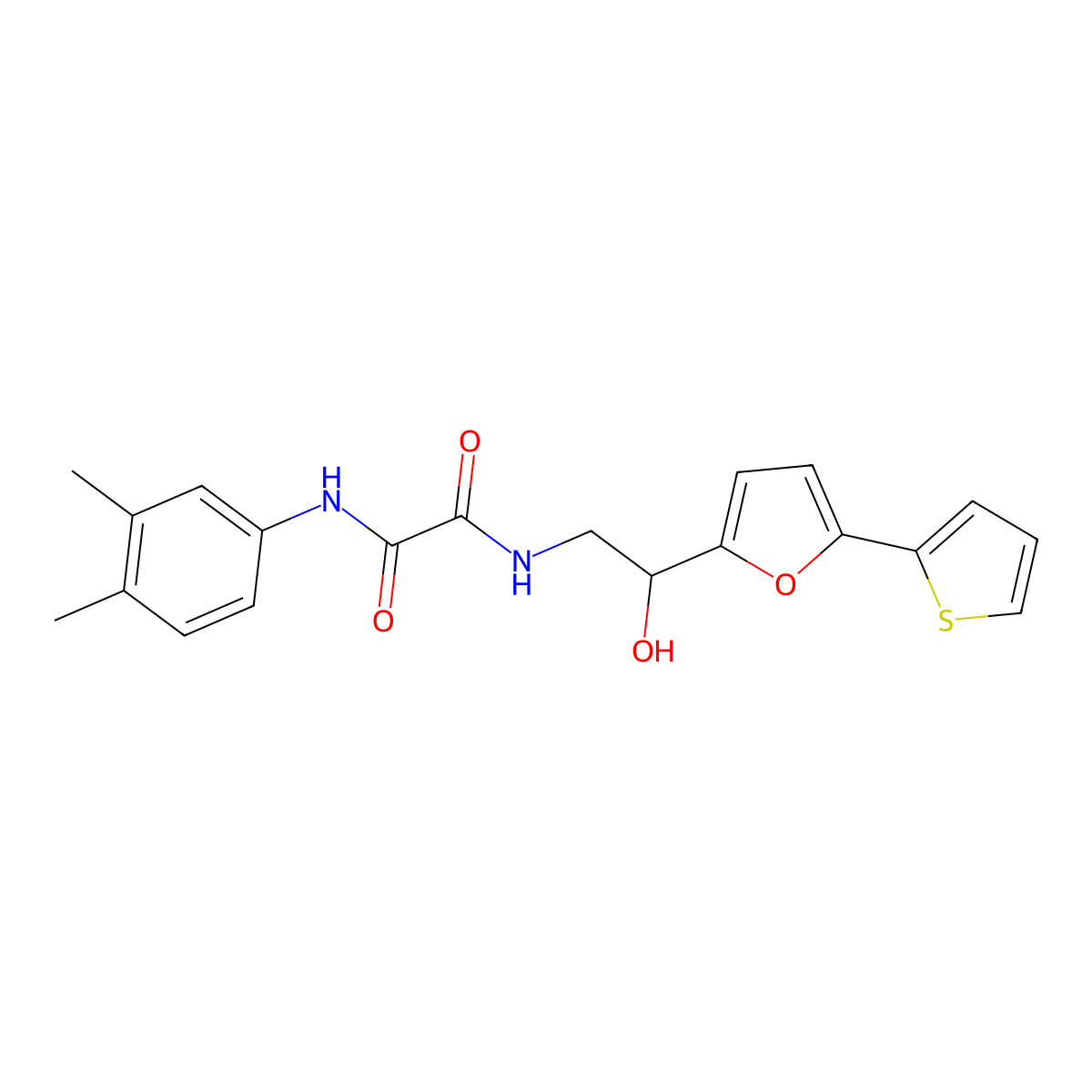 N'-(3,4-dimethylphenyl)-N-{2-hydroxy-2-[5-(thiophen-2-yl)furan-2-yl]ethyl}ethanediamide molecular structure, CAS 2320575-96-8