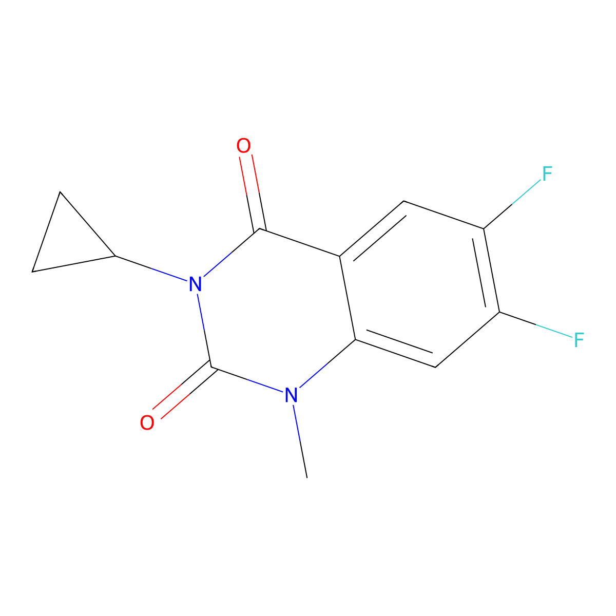 3-cyclopropyl-6,7-difluoro-1-methylquinazoline-2,4(1H,3H)-dione molecular structure, CAS 2320575-98-0