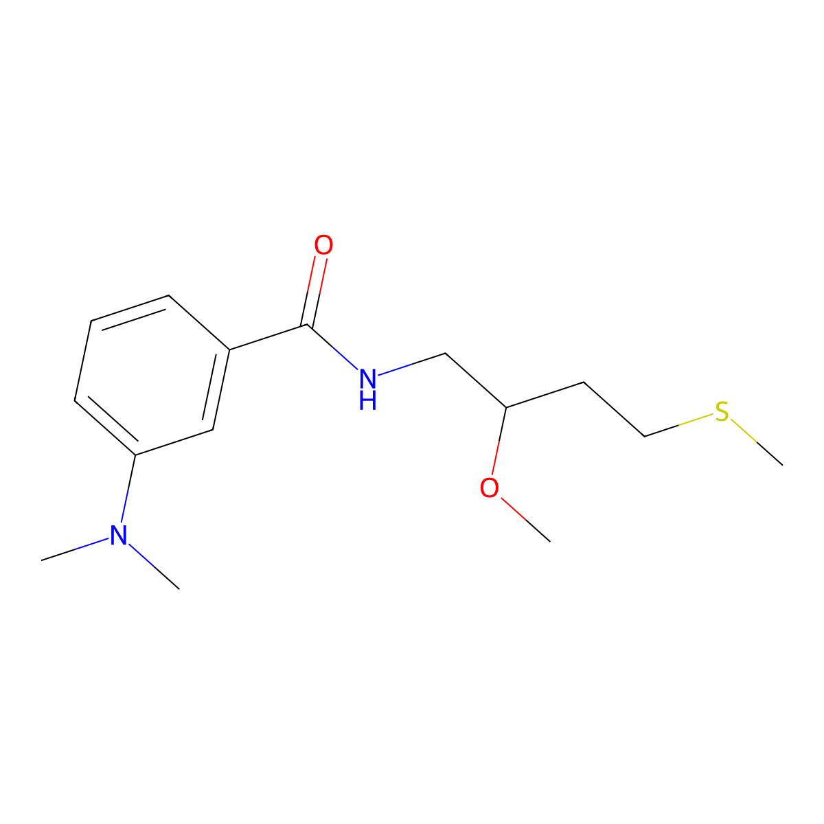 3-(dimethylamino)-N-[2-methoxy-4-(methylsulfanyl)butyl]benzamide molecular structure, CAS 2320576-30-3
