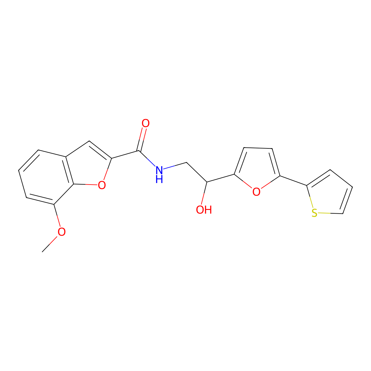 N-{2-hydroxy-2-[5-(thiophen-2-yl)furan-2-yl]ethyl}-7-methoxy-1-benzofuran-2-carboxamide molecular structure, CAS 2320576-33-6
