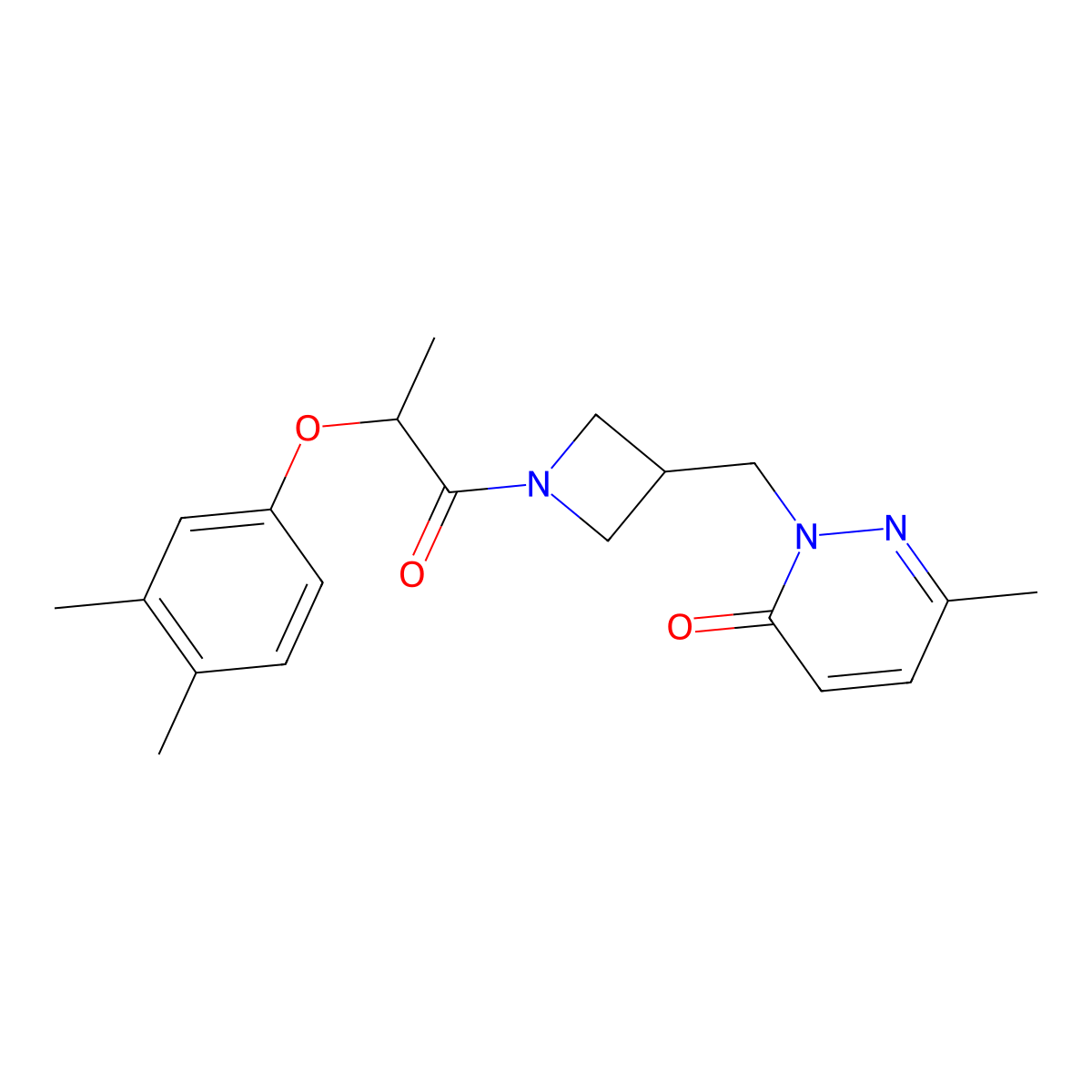 2-({1-[2-(3,4-Dimethylphenoxy)propanoyl]azetidin-3-yl}methyl)-6-methyl-2,3-dihydropyridazin-3-one molecular structure, CAS 2320576-35-8
