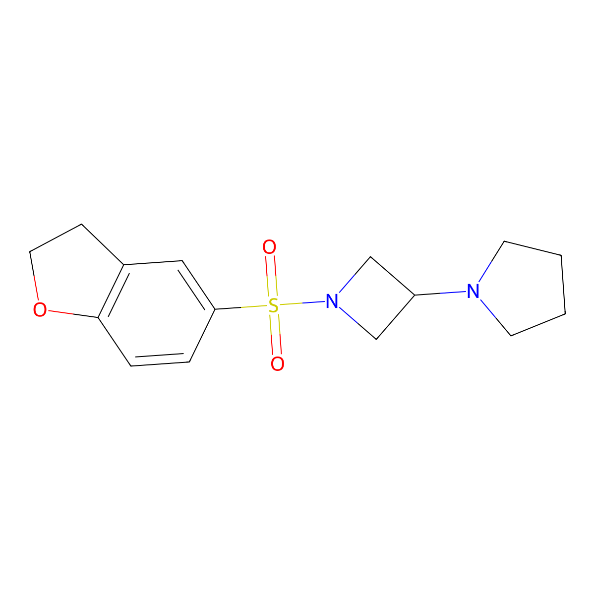 1-[1-(2,3-Dihydro-1-benzofuran-5-sulfonyl)azetidin-3-yl]pyrrolidine molecular structure, CAS 2320576-50-7