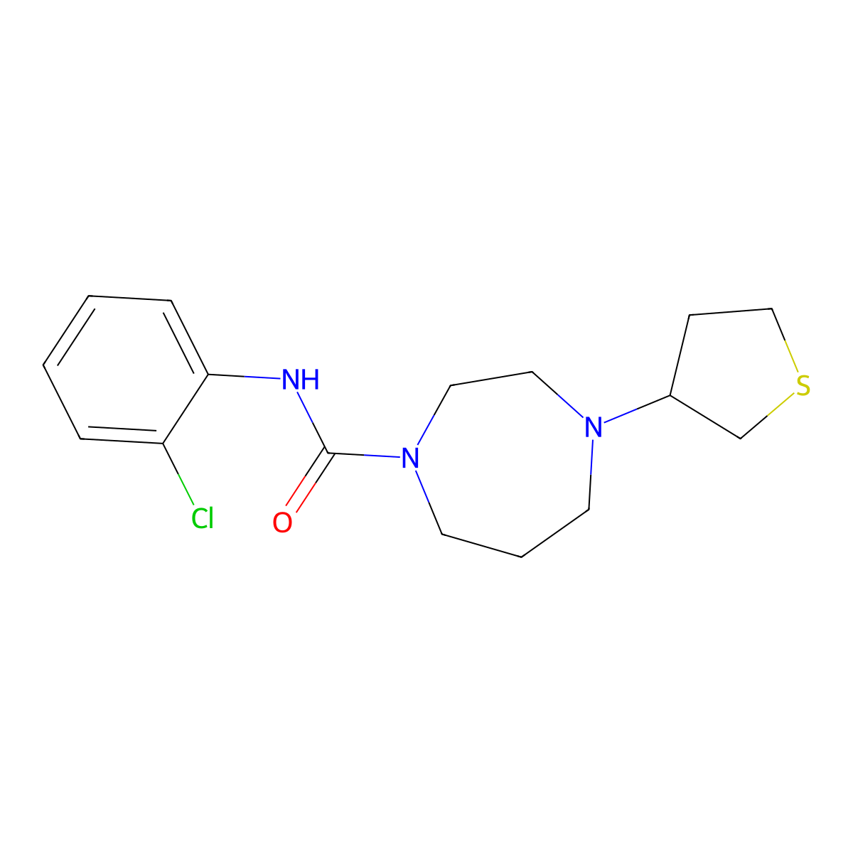 N-(2-Chlorophenyl)-4-(thiolan-3-yl)-1,4-diazepane-1-carboxamide molecular structure, CAS 2320576-52-9