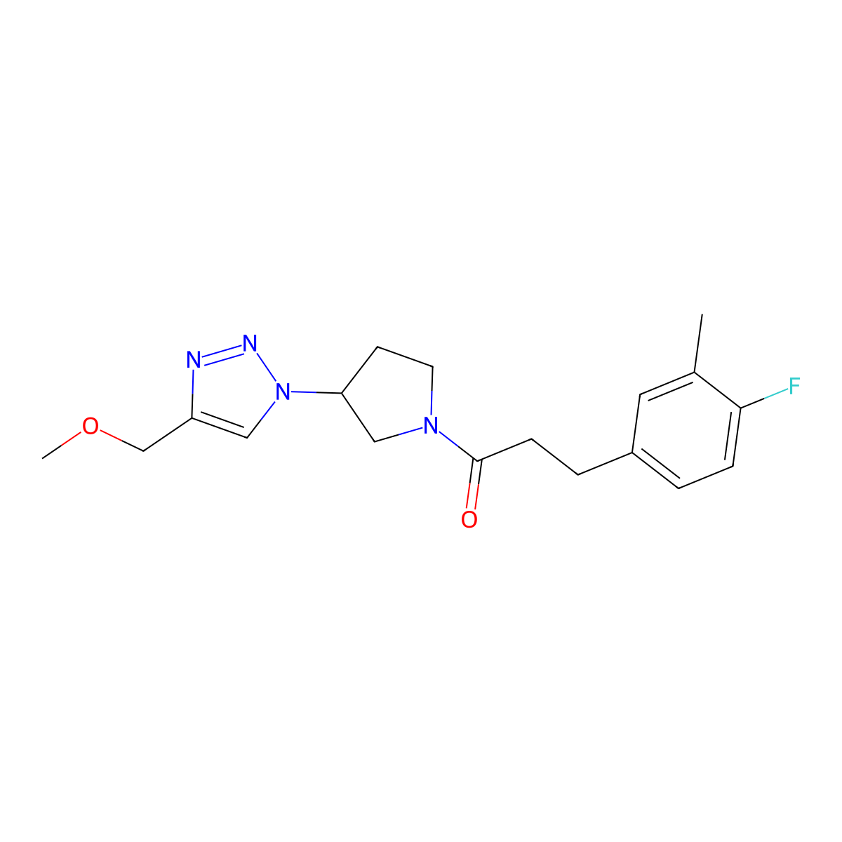 3-(4-Fluoro-3-methylphenyl)-1-[3-[4-(methoxymethyl)triazol-1-yl]pyrrolidin-1-yl]propan-1-one molecular structure, CAS 2320576-96-1