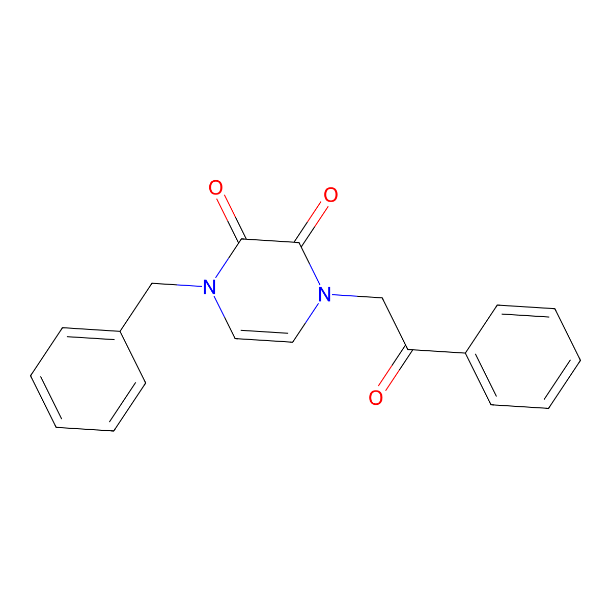 1-Benzyl-4-phenacylpyrazine-2,3-dione molecular structure, CAS 2320577-24-8
