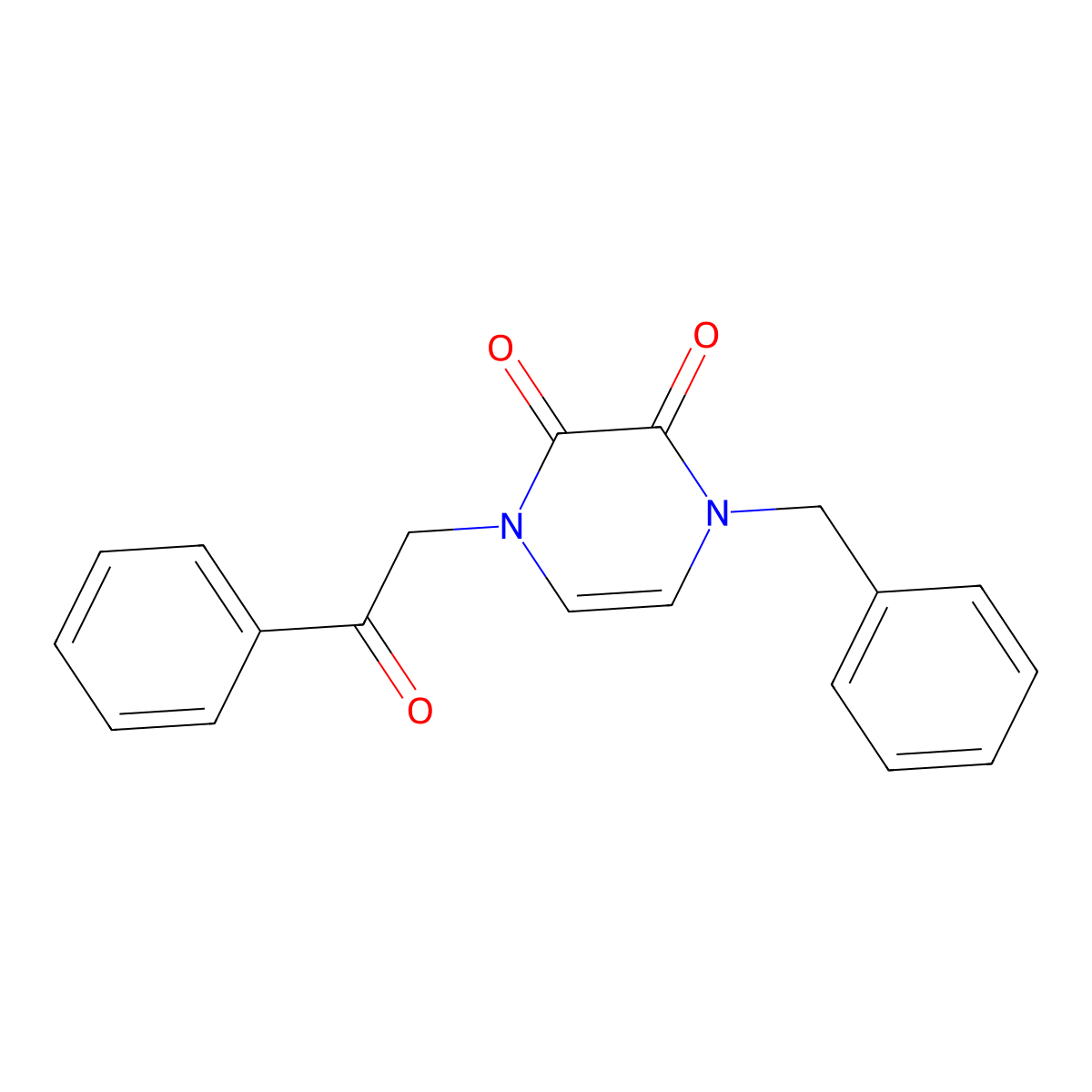 1-Benzyl-4-phenacylpyrazine-2,3-dione molecular structure, CAS 2320577-24-8