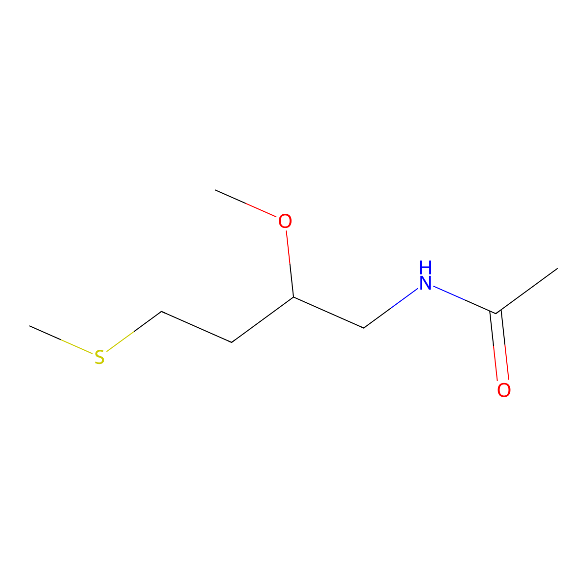 N-[2-methoxy-4-(methylsulfanyl)butyl]acetamide molecular structure, CAS 2320577-25-9