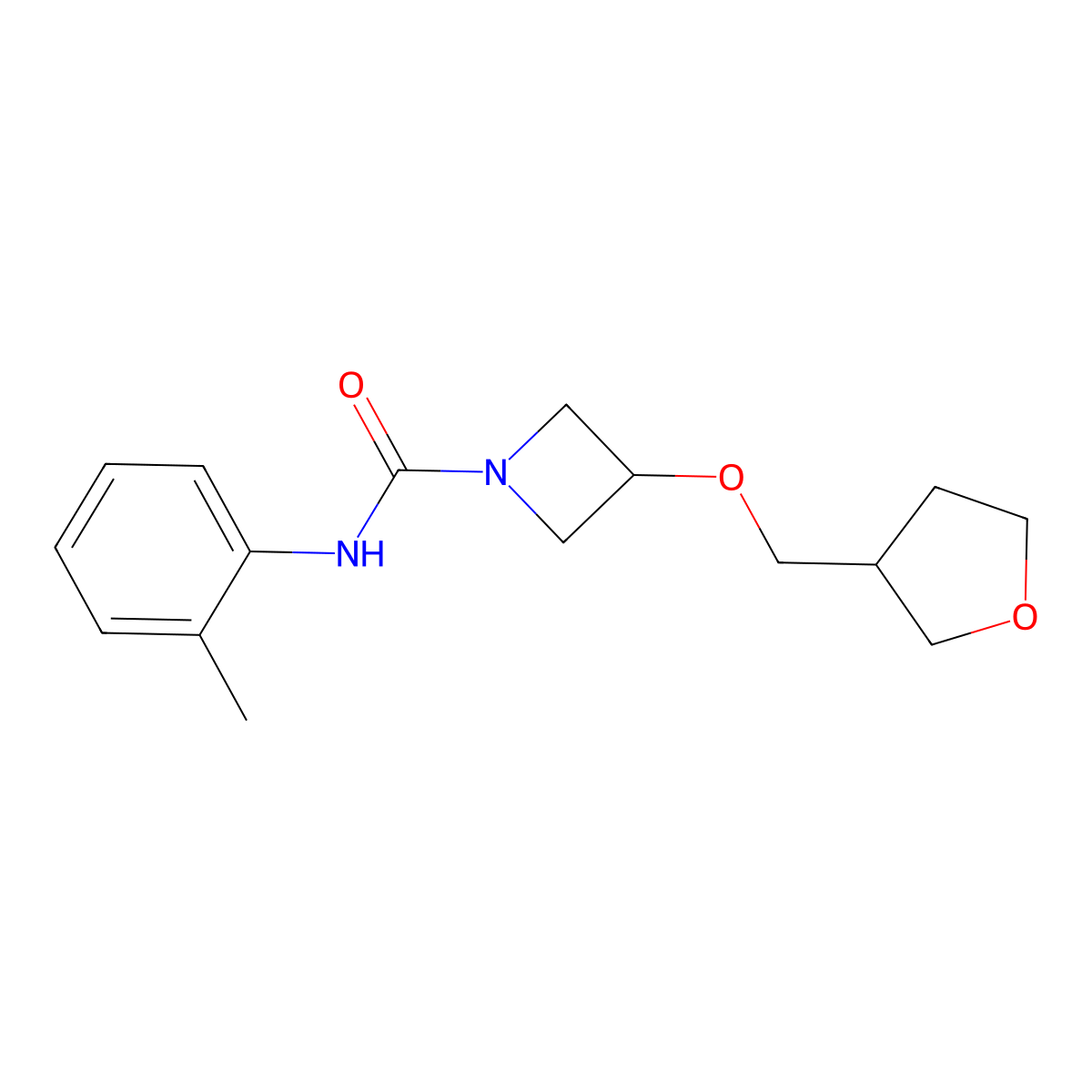 N-(2-methylphenyl)-3-[(oxolan-3-yl)methoxy]azetidine-1-carboxamide molecular structure, CAS 2320577-32-8