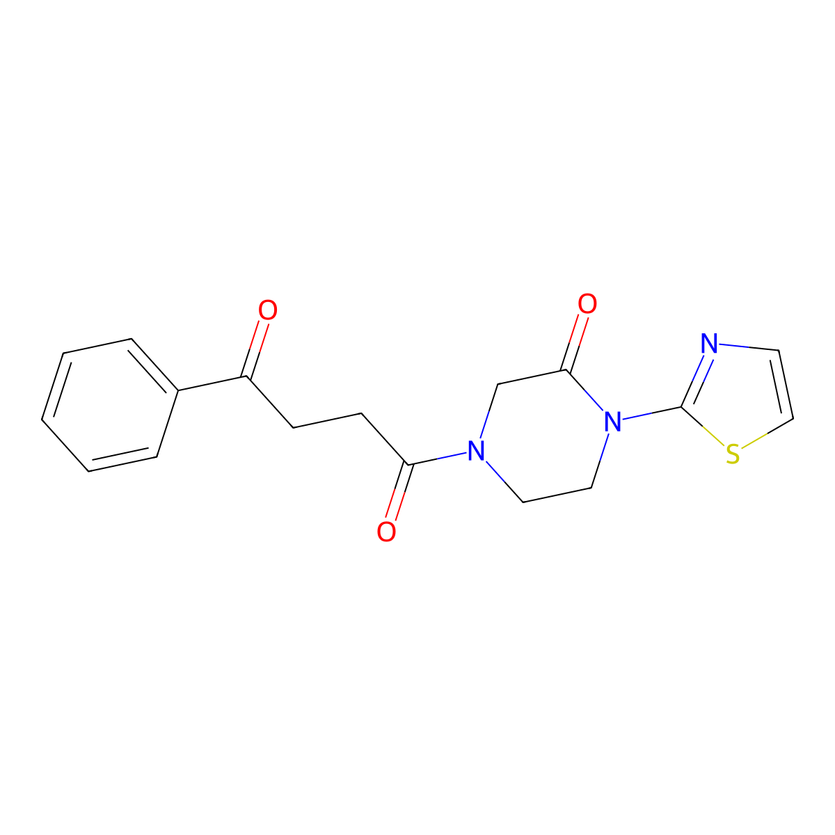 1-[3-Oxo-4-(1,3-thiazol-2-yl)piperazin-1-yl]-4-phenylbutane-1,4-dione molecular structure, CAS 2320577-43-1