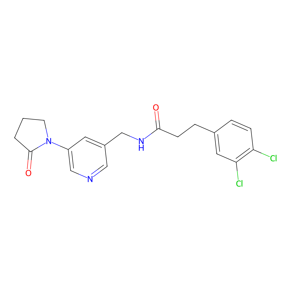 3-(3,4-dichlorophenyl)-N-{[5-(2-oxopyrrolidin-1-yl)pyridin-3-yl]methyl}propanamide molecular structure, CAS 2320578-00-3