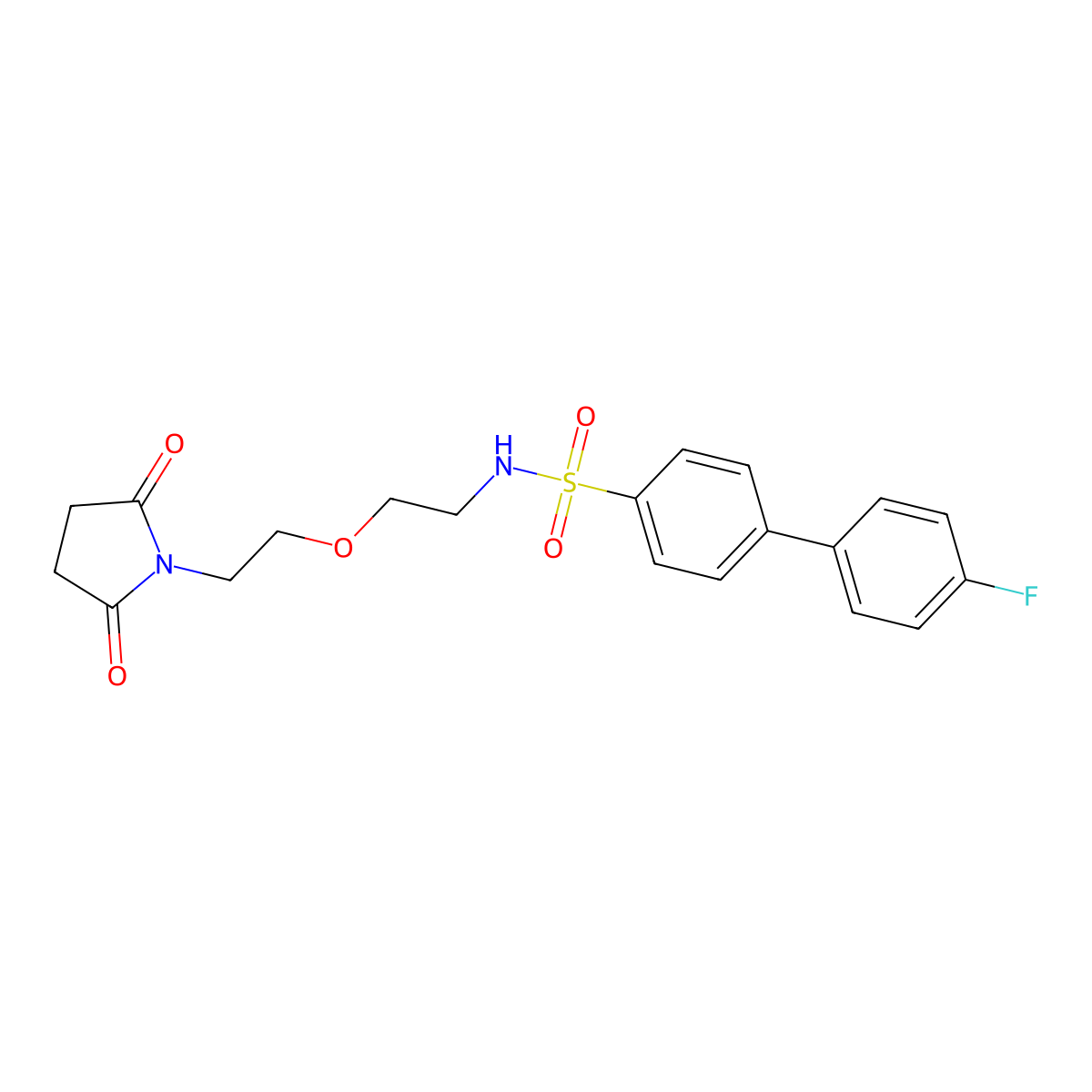 N-{2-[2-(2,5-dioxopyrrolidin-1-yl)ethoxy]ethyl}-4'-fluoro-[1,1'-biphenyl]-4-sulfonamide molecular structure, CAS 2320578-17-2