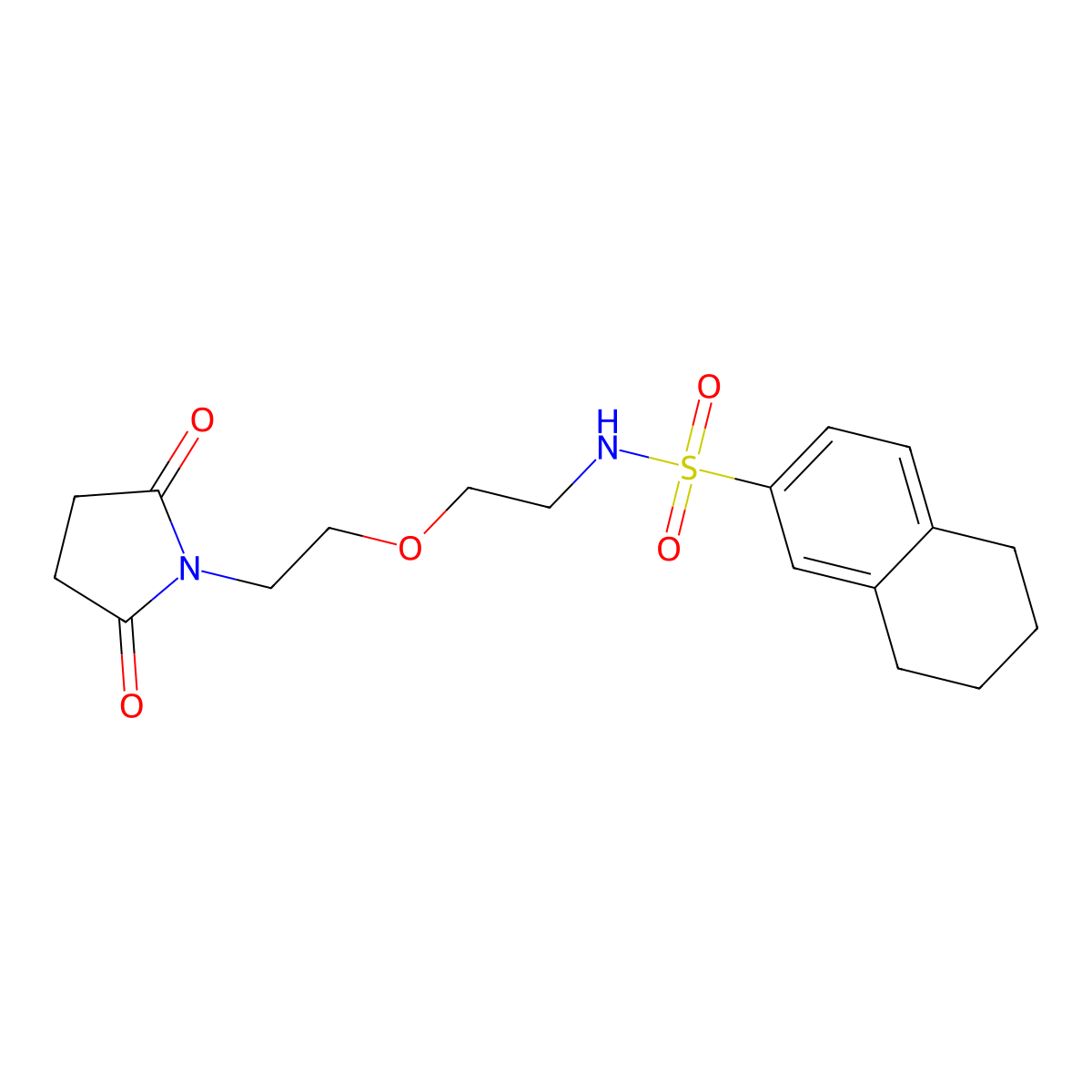 N-{2-[2-(2,5-dioxopyrrolidin-1-yl)ethoxy]ethyl}-5,6,7,8-tetrahydronaphthalene-2-sulfonamide molecular structure, CAS 2320578-39-8