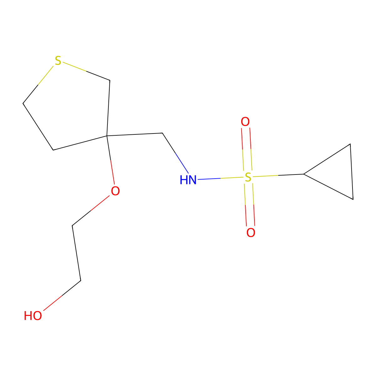 N-{[3-(2-hydroxyethoxy)thiolan-3-yl]methyl}cyclopropanesulfonamide molecular structure, CAS 2320582-21-4