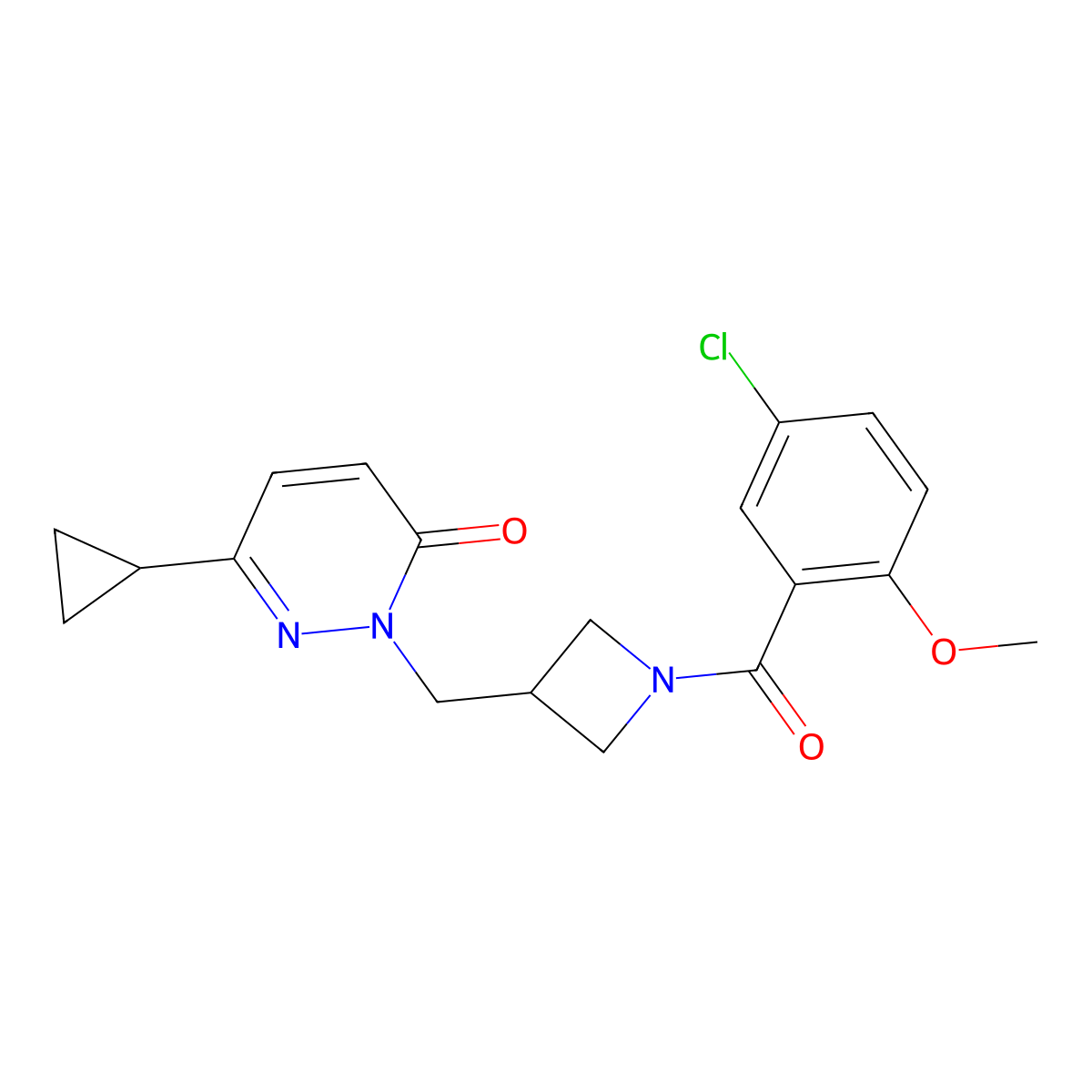 2-{[1-(5-Chloro-2-methoxybenzoyl)azetidin-3-yl]methyl}-6-cyclopropyl-2,3-dihydropyridazin-3-one molecular structure, CAS 2320582-65-6