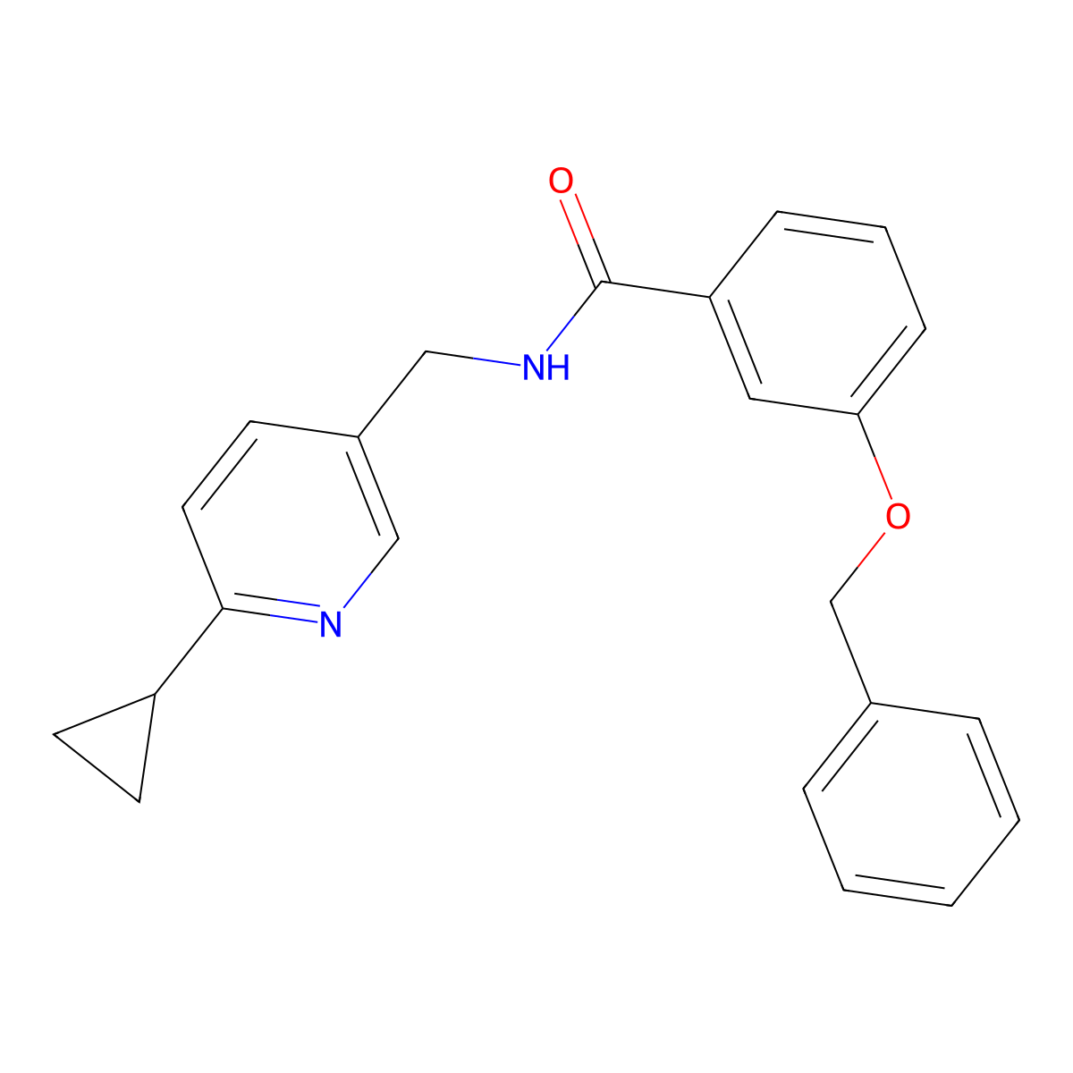 3-(benzyloxy)-N-((6-cyclopropylpyridin-3-yl)methyl)benzamide molecular structure, CAS 2320582-72-5