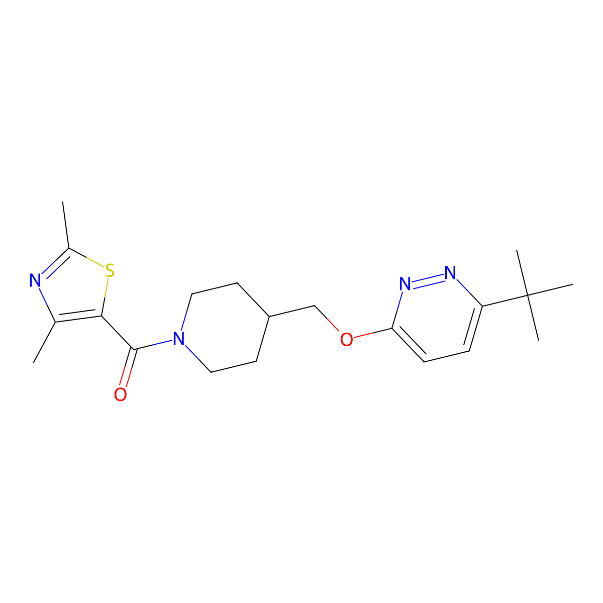 3-Tert-butyl-6-{[1-(2,4-dimethyl-1,3-thiazole-5-carbonyl)piperidin-4-yl]methoxy}pyridazine molecular structure, CAS 2320582-73-6