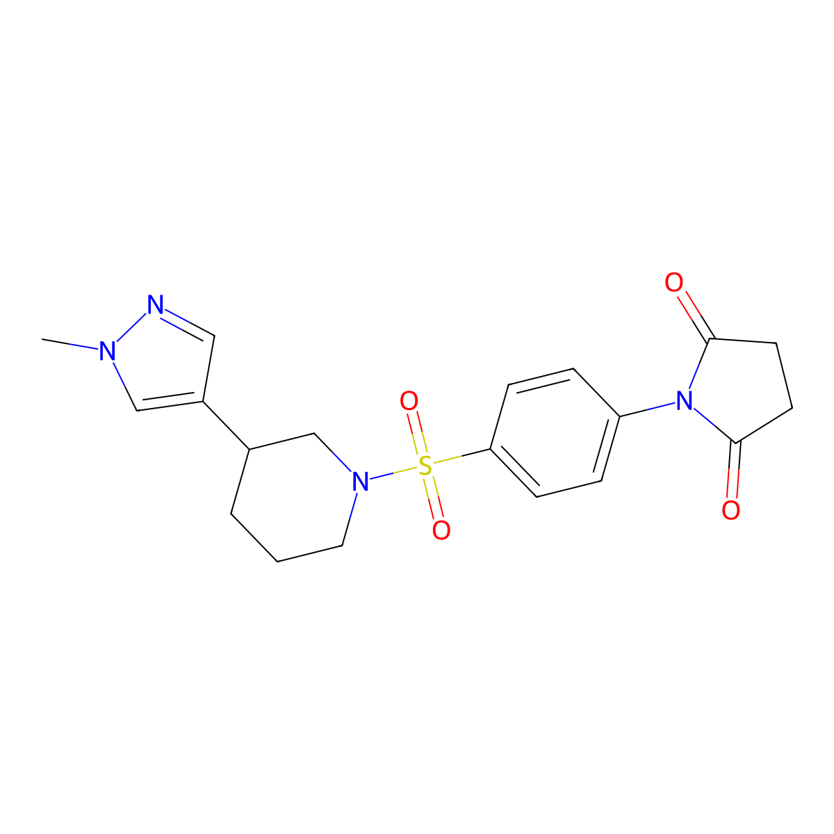 1-(4-{[3-(1-methyl-1H-pyrazol-4-yl)piperidin-1-yl]sulfonyl}phenyl)pyrrolidine-2,5-dione molecular structure, CAS 2320582-77-0