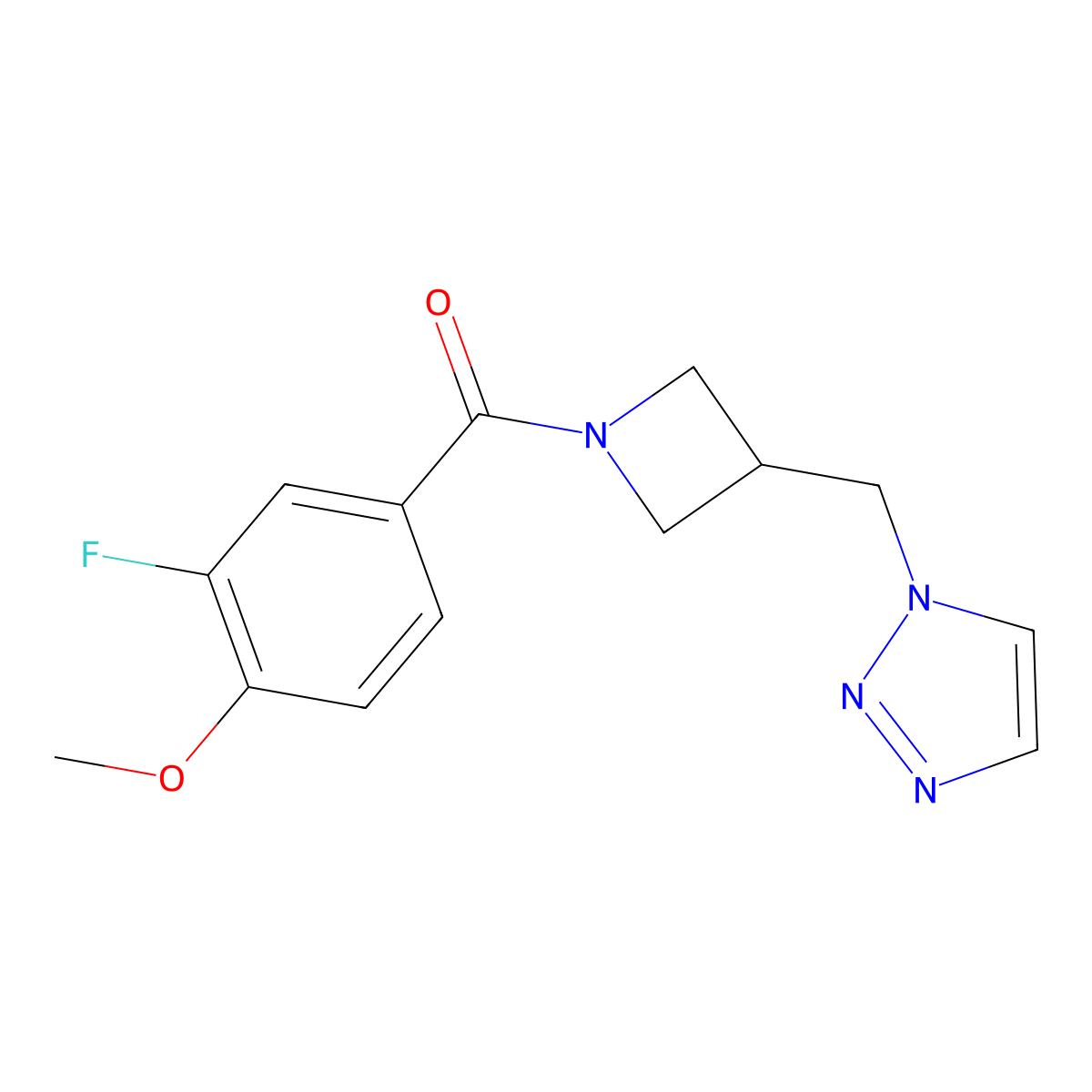 1-{[1-(3-fluoro-4-methoxybenzoyl)azetidin-3-yl]methyl}-1H-1,2,3-triazole molecular structure, CAS 2320582-80-5