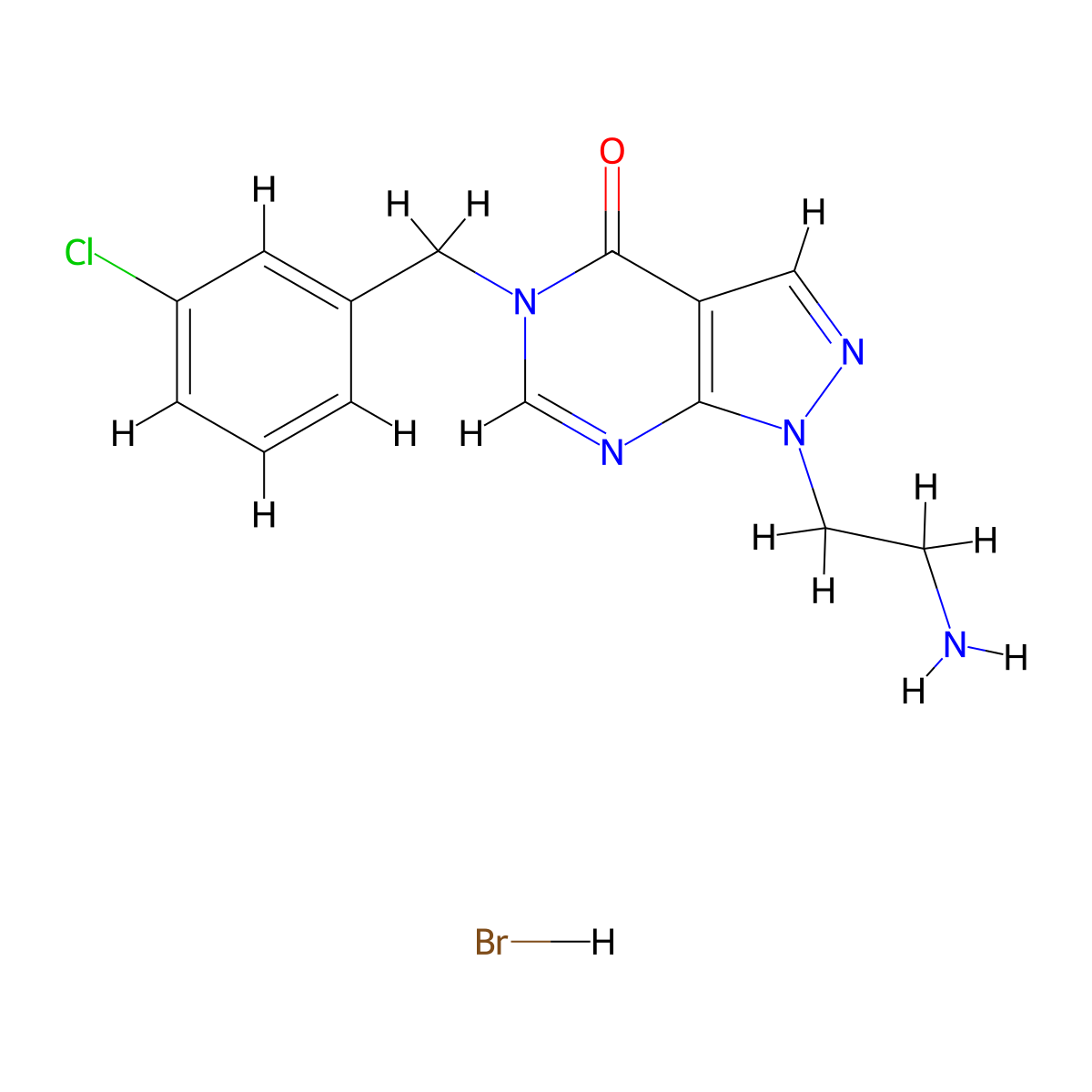 1-(2-aminoethyl)-5-[(3-chlorophenyl)methyl]-1H,4H,5H-pyrazolo[3,4-d]pyrimidin-4-one hydrobromide molecular structure, CAS 2320582-95-2
