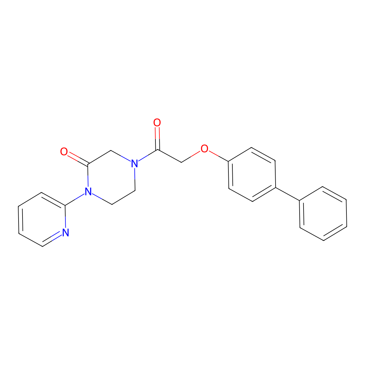 4-(2-([1,1'-Biphenyl]-4-yloxy)acetyl)-1-(pyridin-2-yl)piperazin-2-one molecular structure, CAS 2320583-03-5