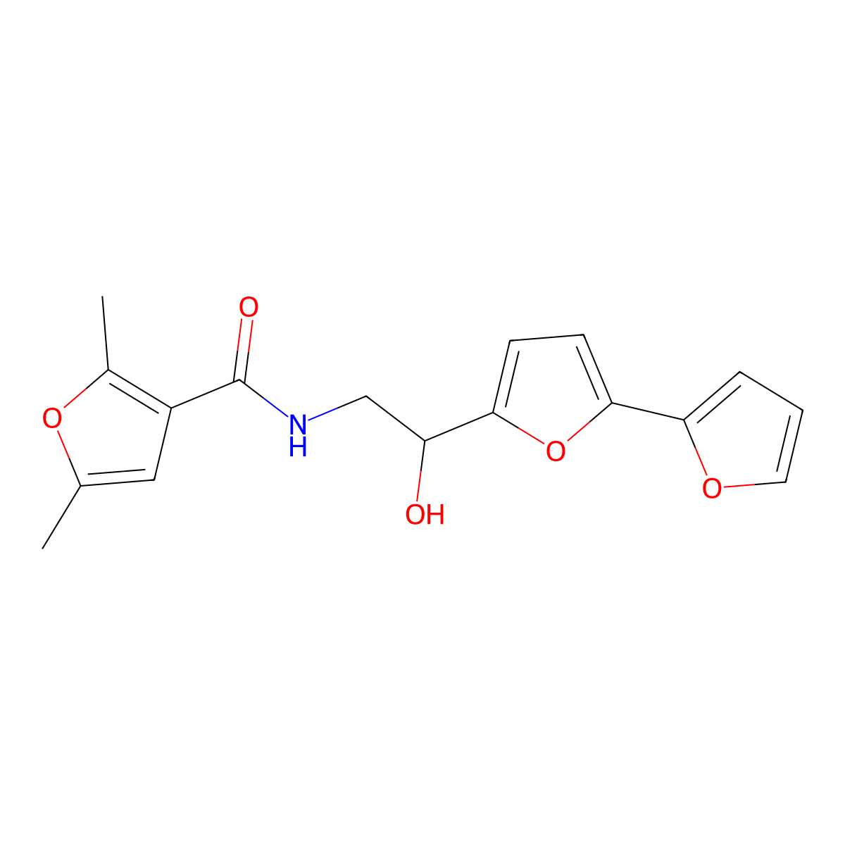 N-(2-{[2,2'-bifuran]-5-yl}-2-hydroxyethyl)-2,5-dimethylfuran-3-carboxamide molecular structure, CAS 2320583-06-8
