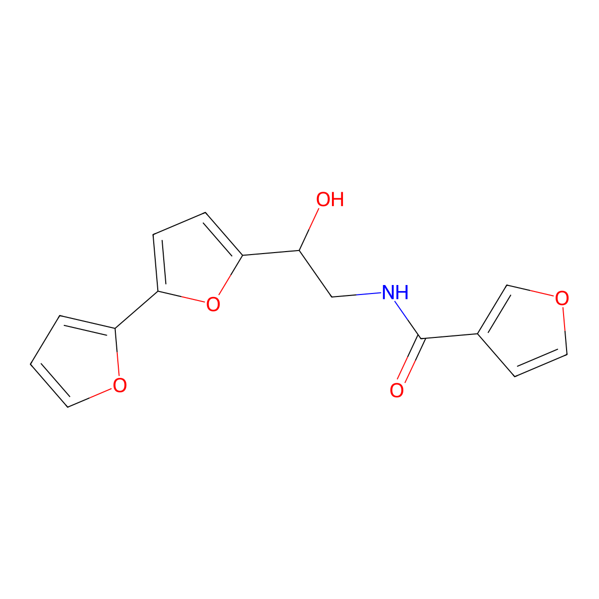 N-(2-{[2,2'-bifuran]-5-yl}-2-hydroxyethyl)furan-3-carboxamide molecular structure, CAS 2320583-39-7