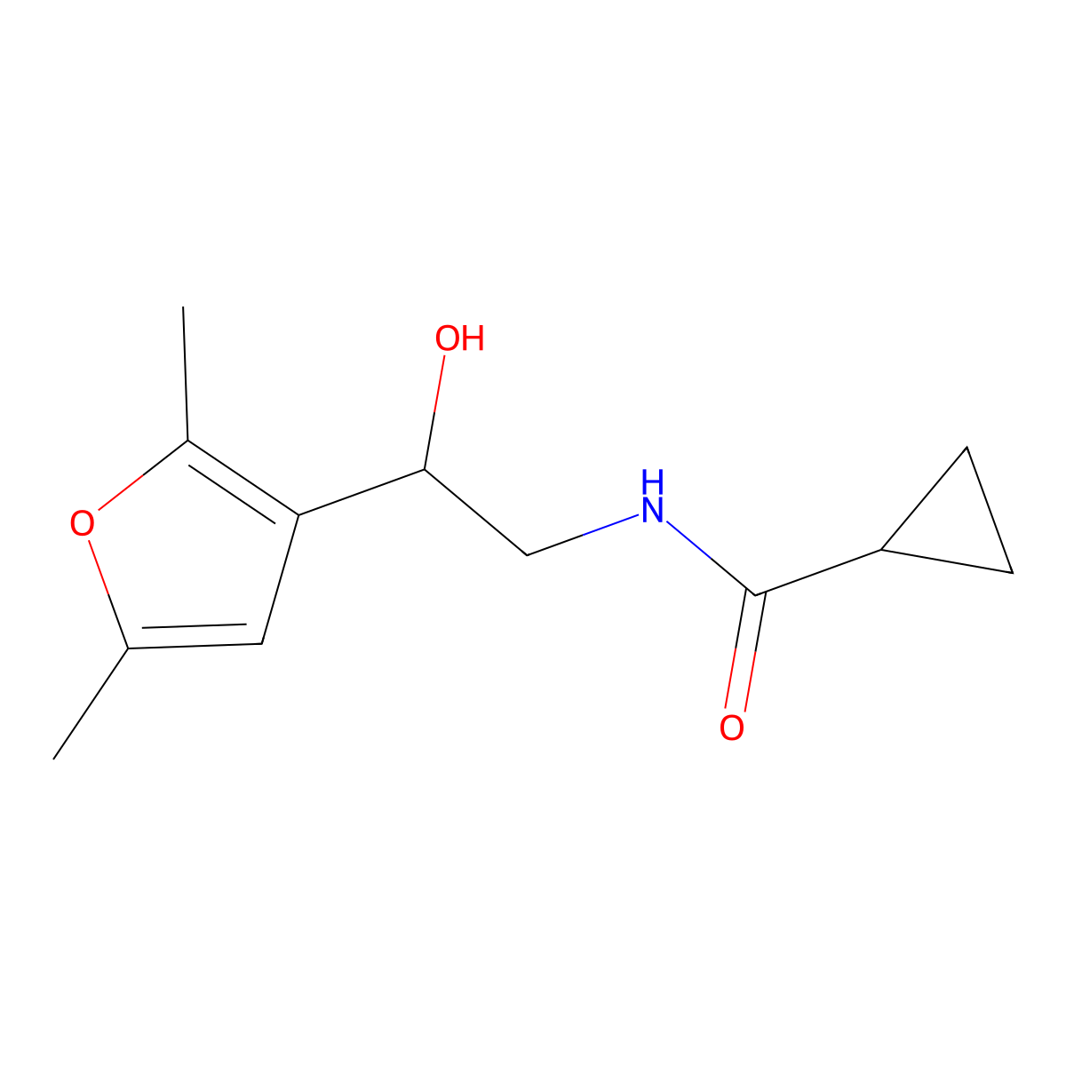 N-[2-(2,5-dimethylfuran-3-yl)-2-hydroxyethyl]cyclopropanecarboxamide molecular structure, CAS 2320600-88-0