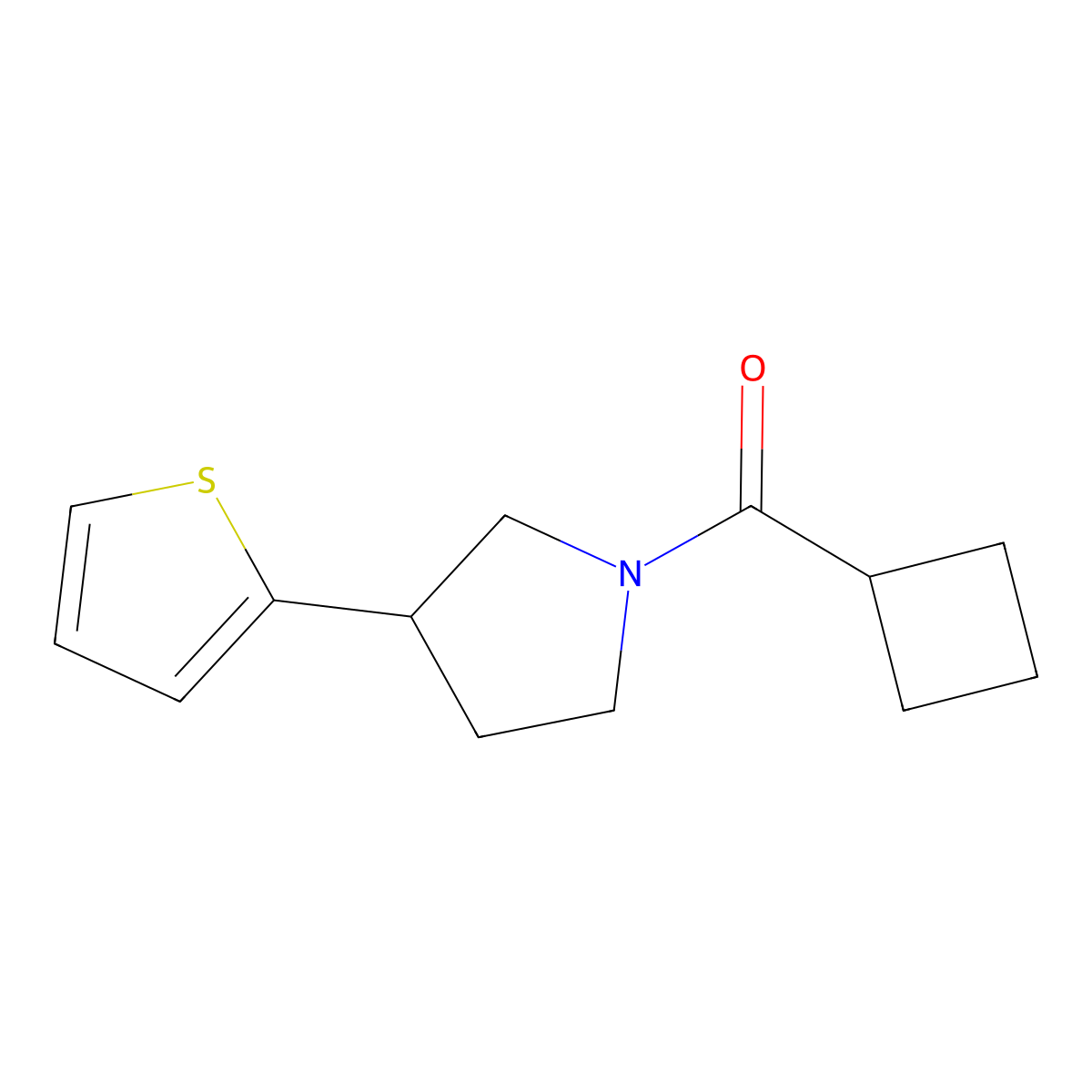 1-Cyclobutanecarbonyl-3-(thiophen-2-yl)pyrrolidine molecular structure, CAS 2320601-82-7